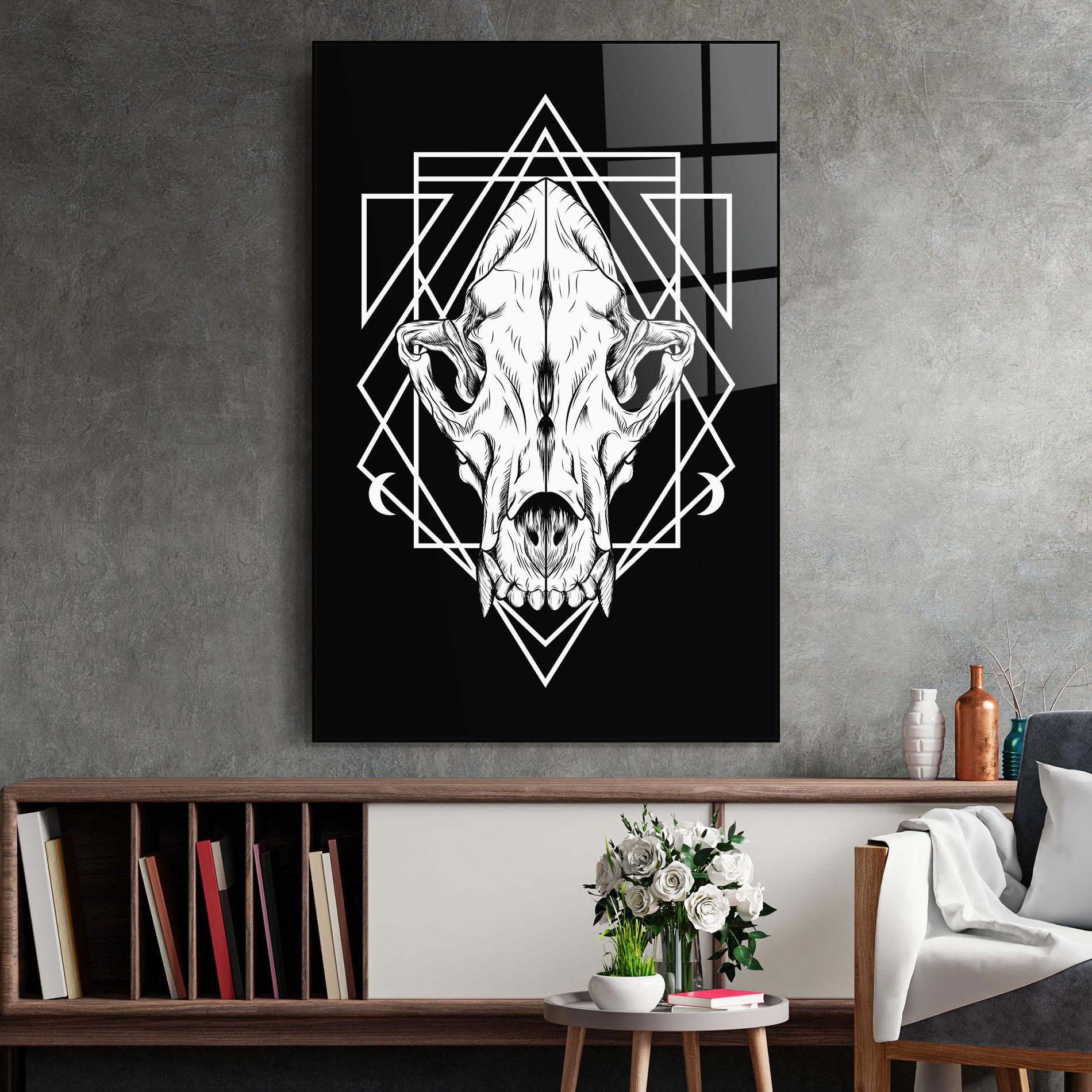 Стъклена картина Dark Wolf Skull mockup 2