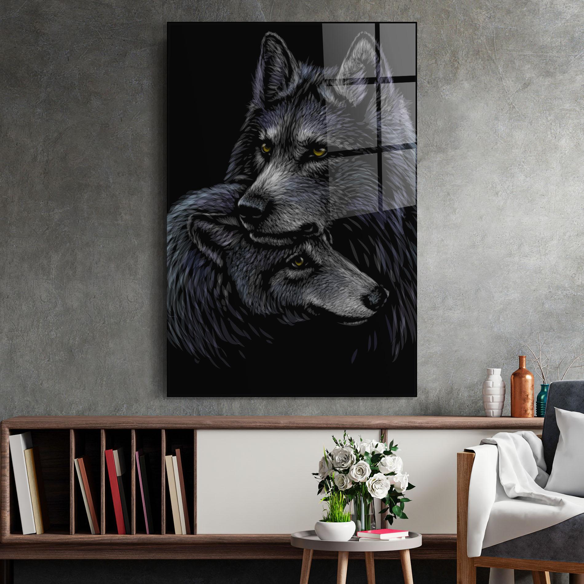 Стъклена картина Mom Wolf mockup 2