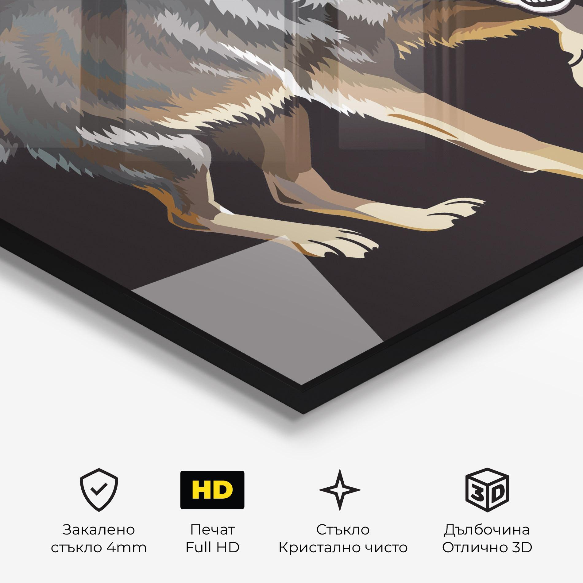 Стъклена картина Angry Cartoon Wolf mockup 3