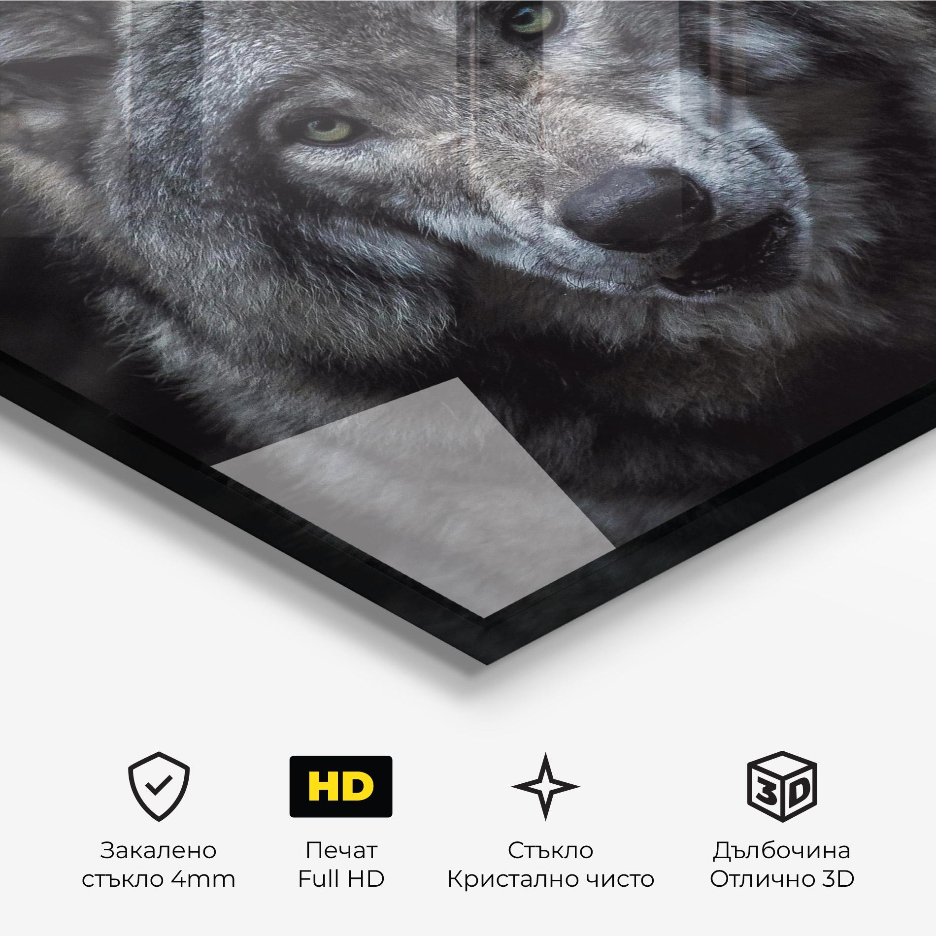 Стъклена картина Angry Wolf mockup 3