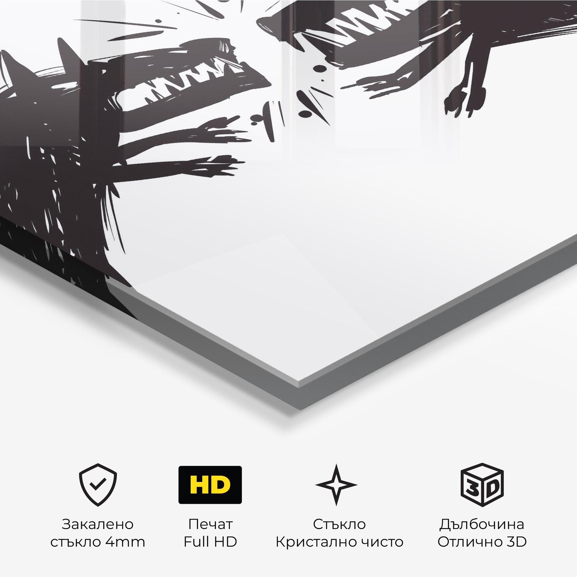 Стъклена картина Black Wolves mockup 3