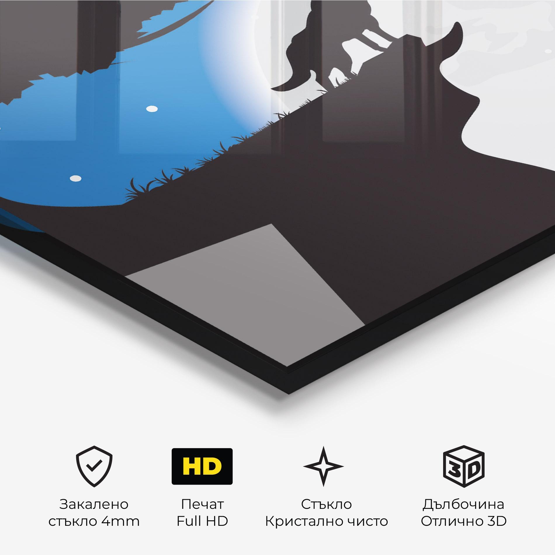 Стъклена картина Blue Light Wolf mockup 3
