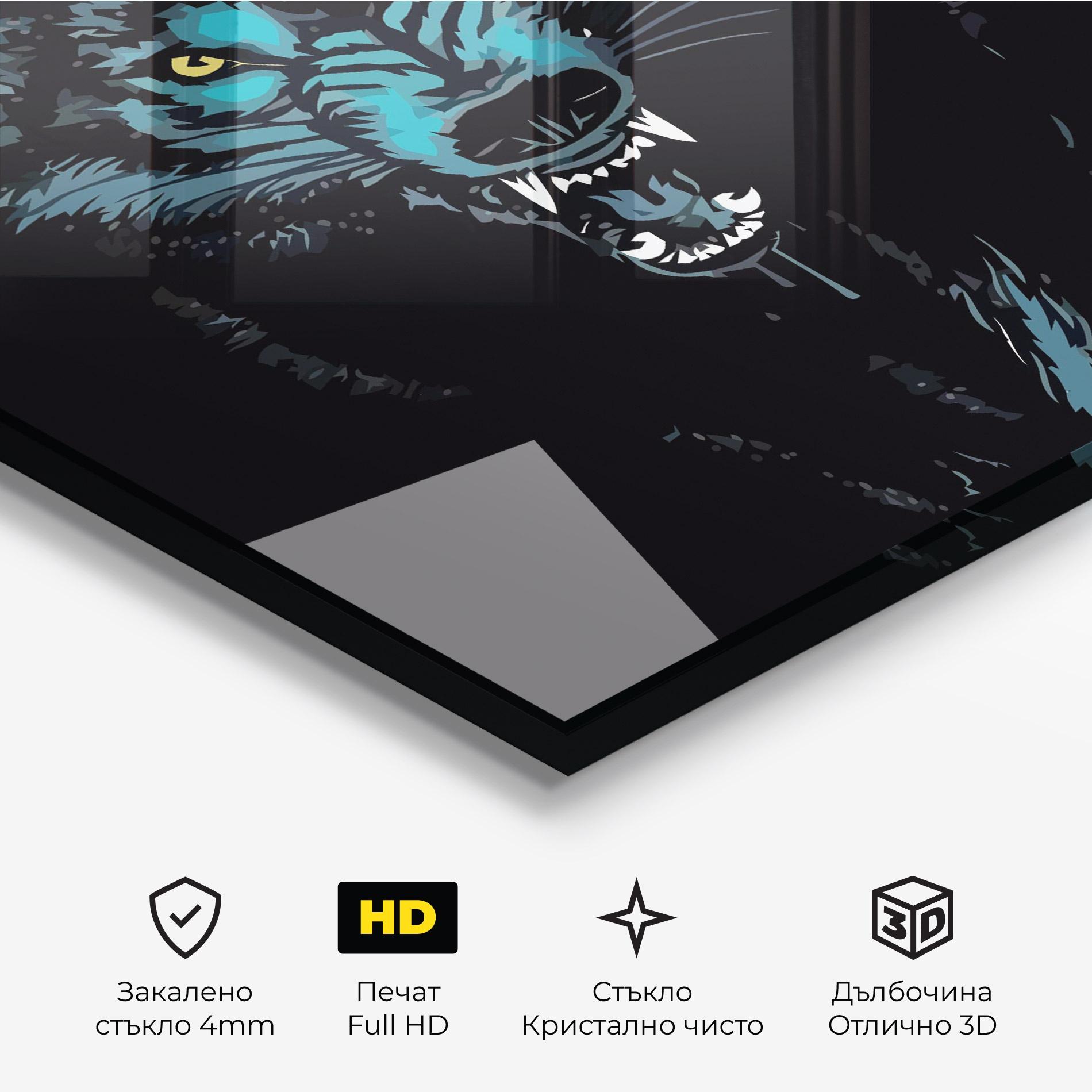 Стъклена картина Blue Wolf mockup 3