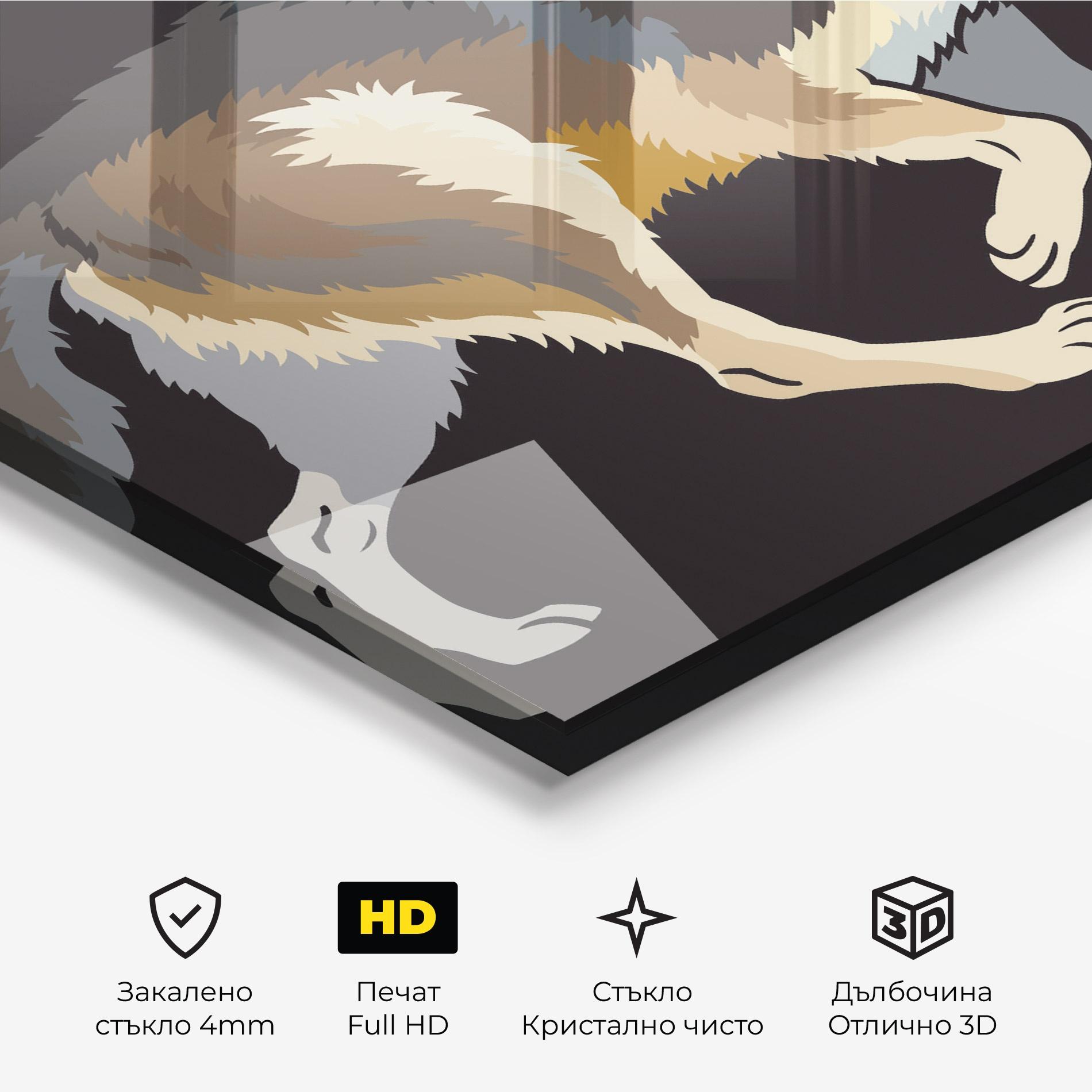 Стъклена картина Cartoon Wolf mockup 3