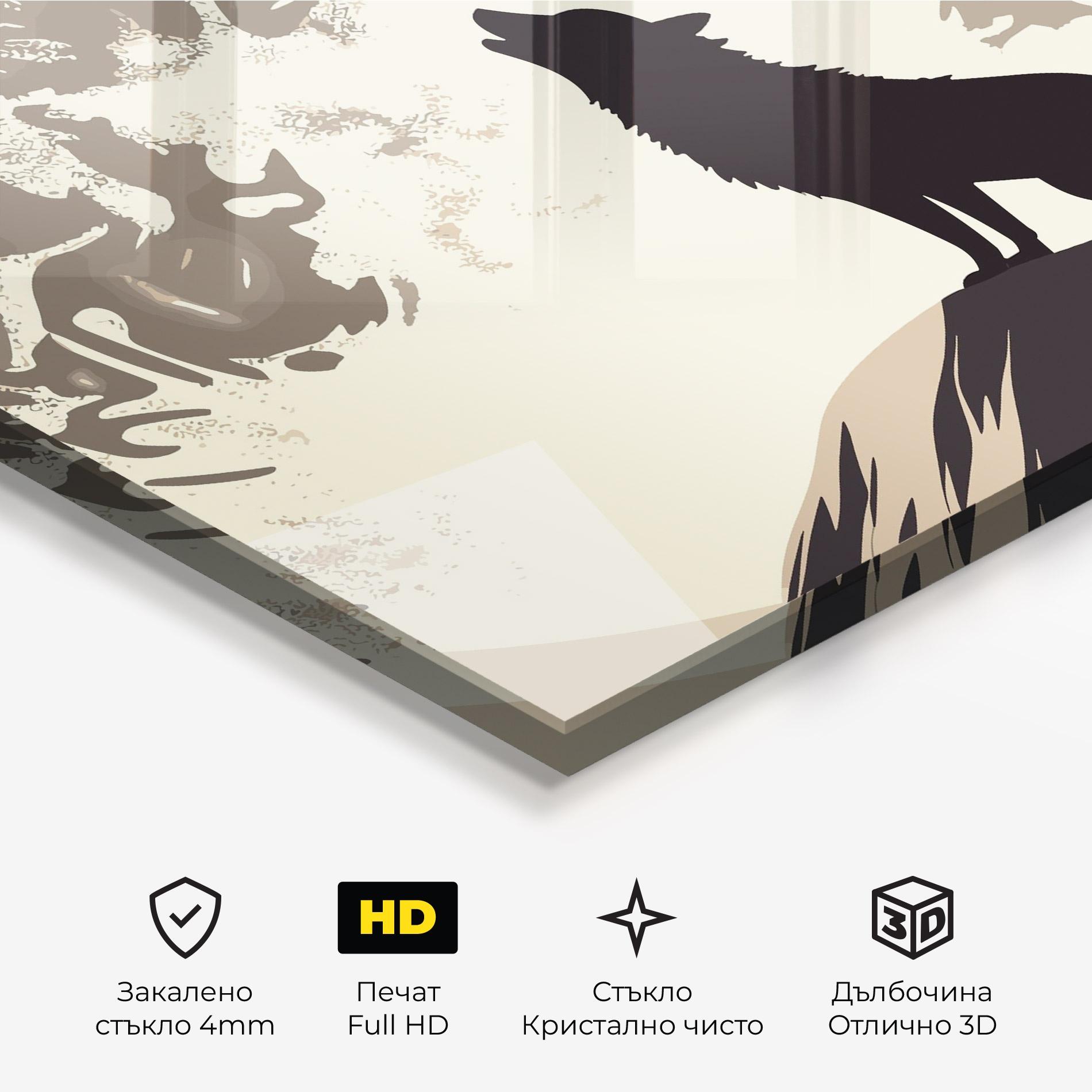 Стъклена картина Cream Moon Wolf mockup 3