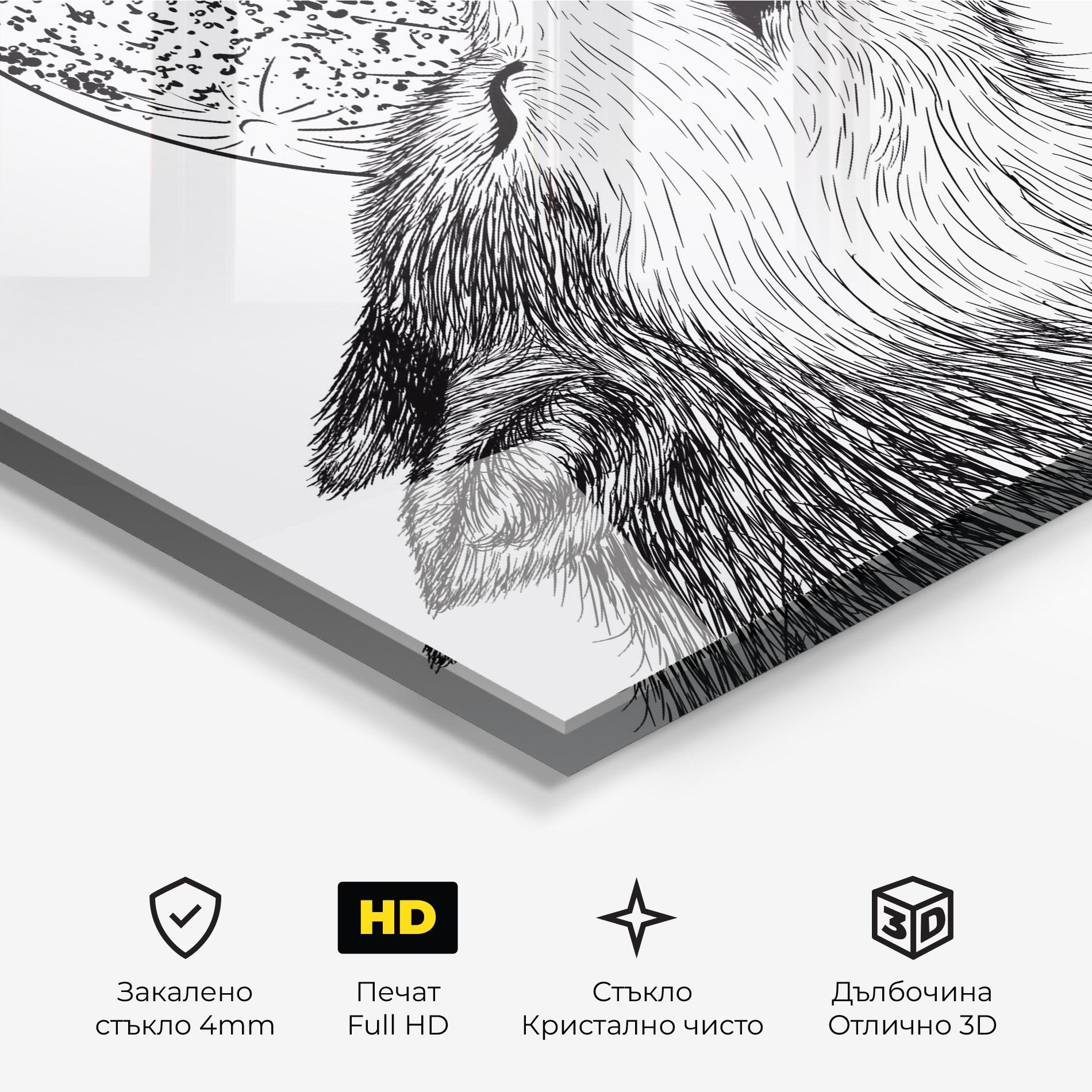 Стъклена картина Pretty Moon Wolf mockup 3