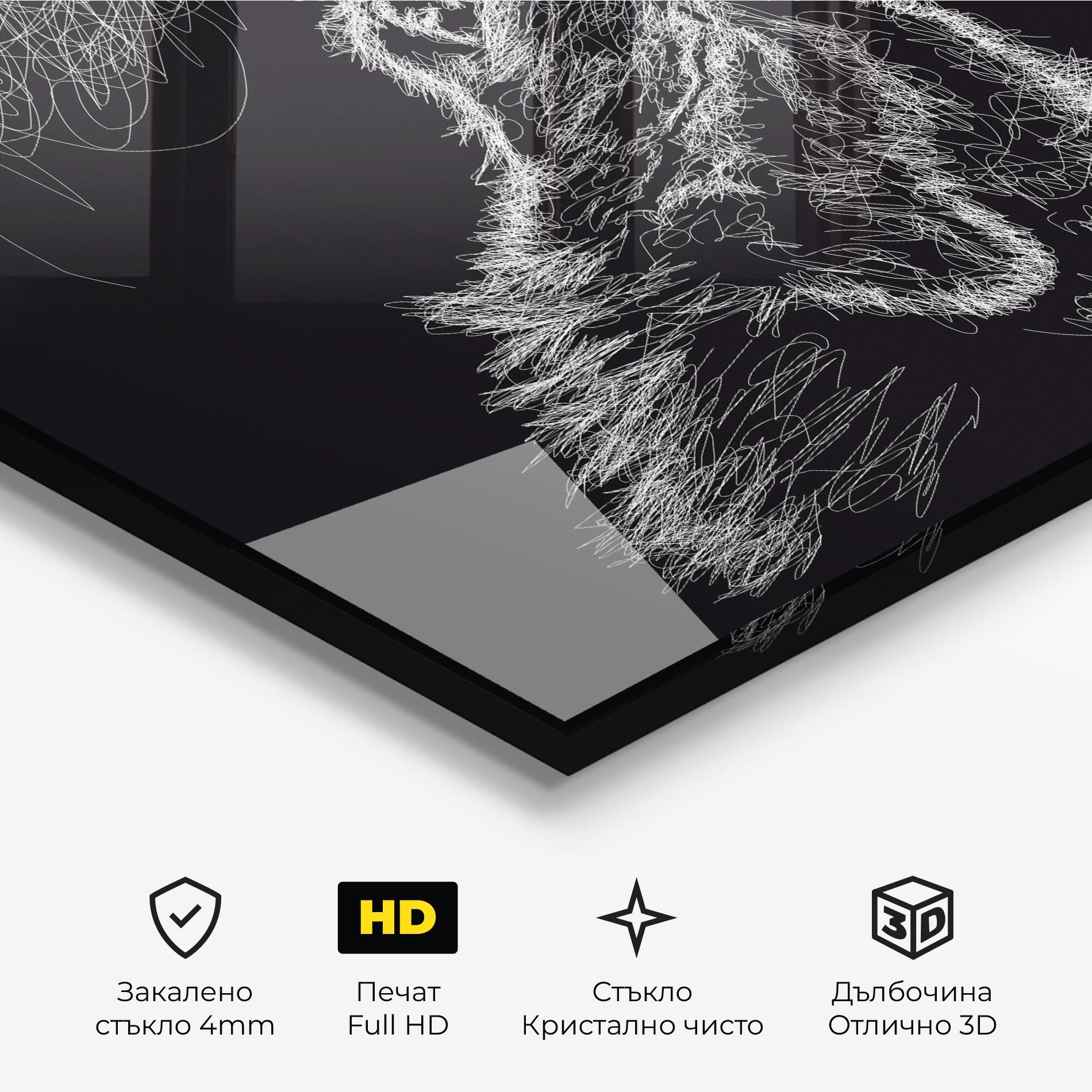 Стъклена картина Wolf White Line mockup 3