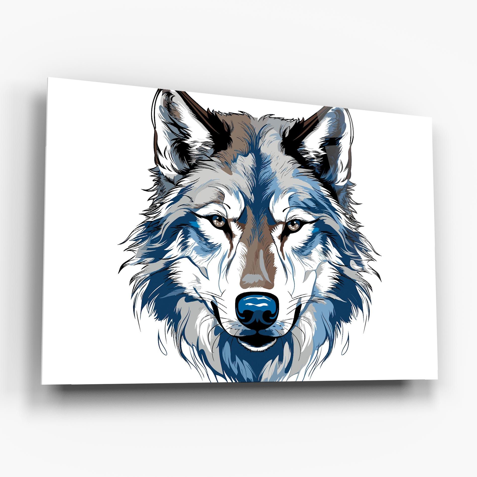 Стъклена картина Blue Wolf Head mockup 6