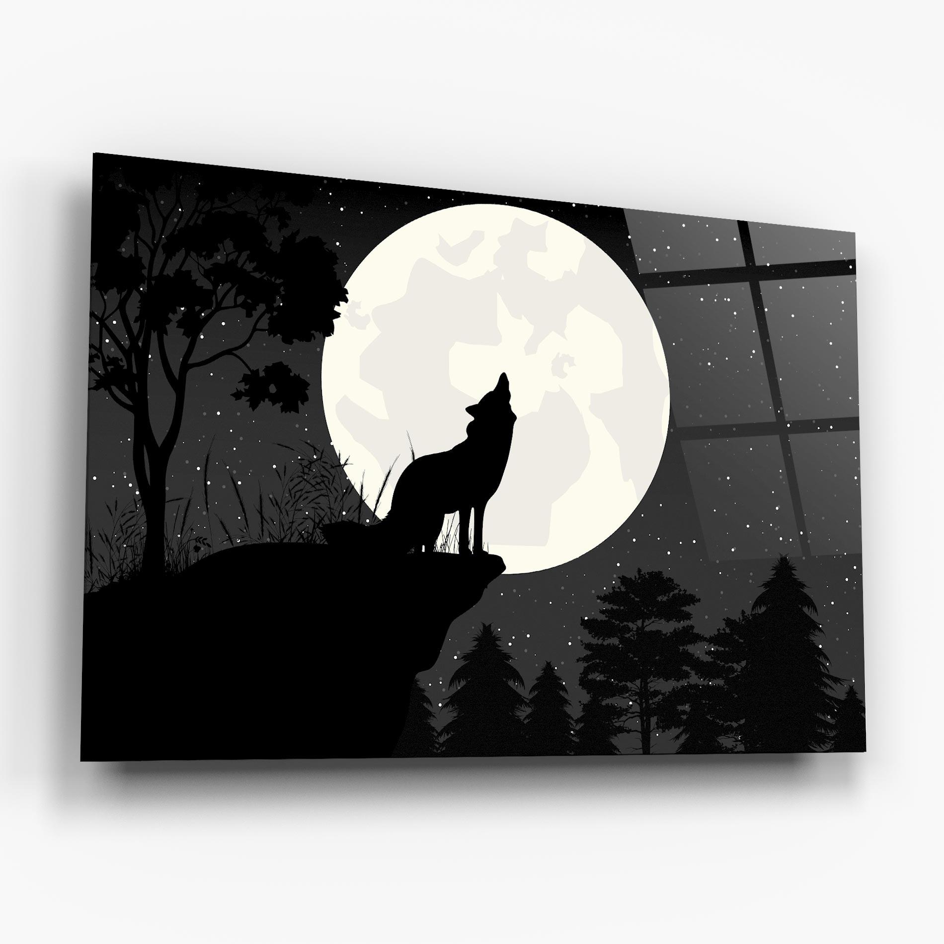 Стъклена картина Moon Wolf Silhouette mockup 6