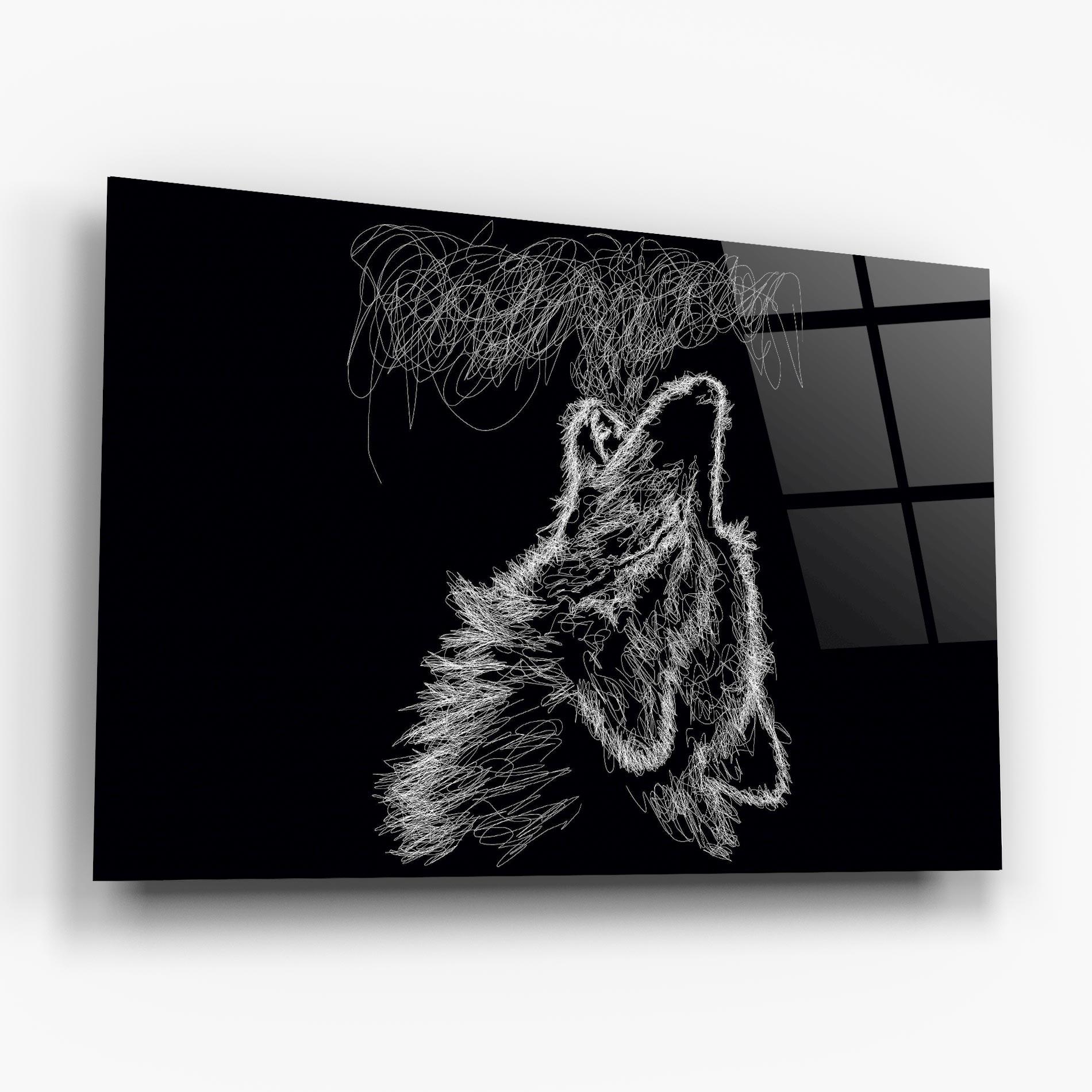 Стъклена картина Wolf White Line mockup 6