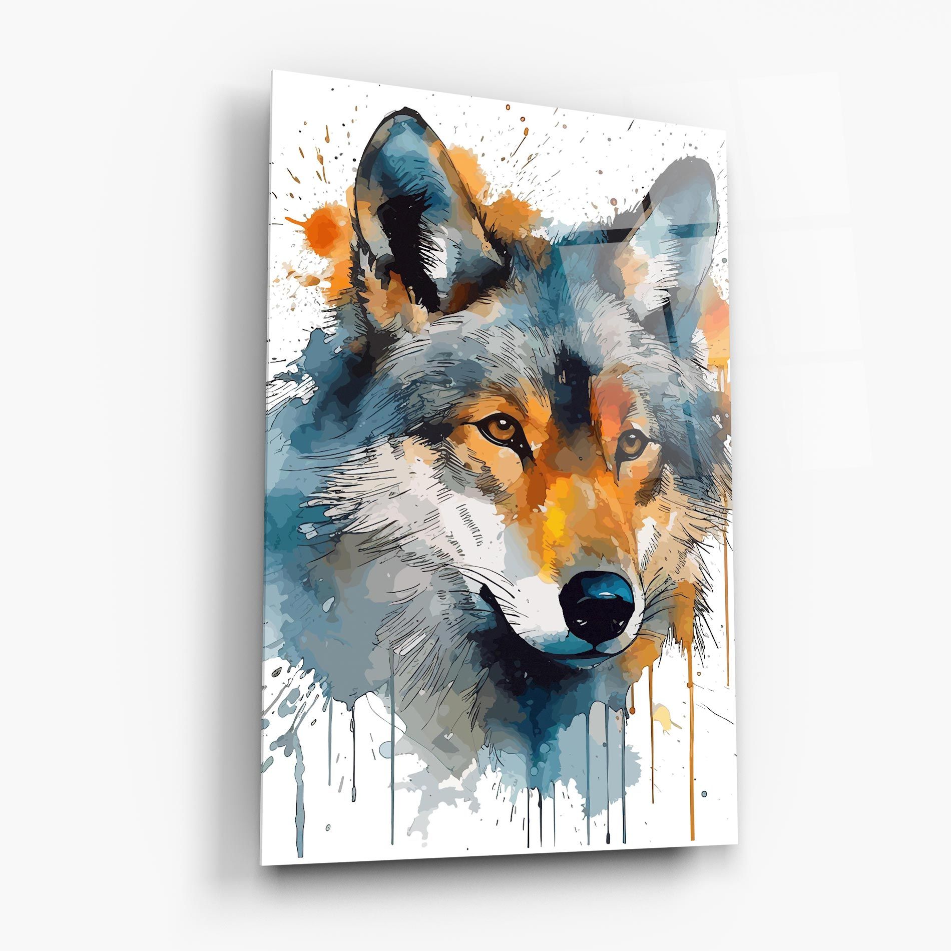 Orange Watercolor Wolf mockup 6