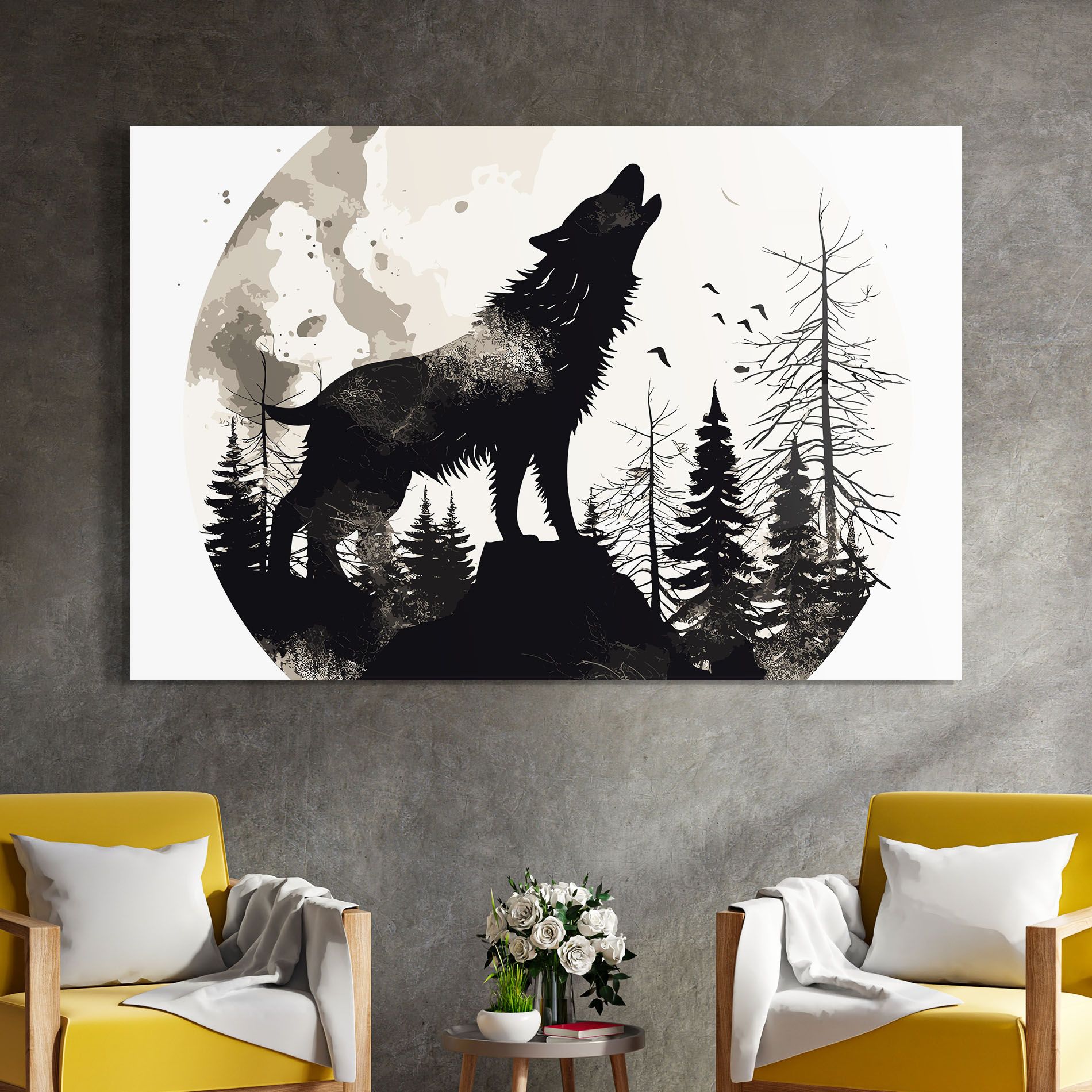 Black On Cream Wolf mockup 4