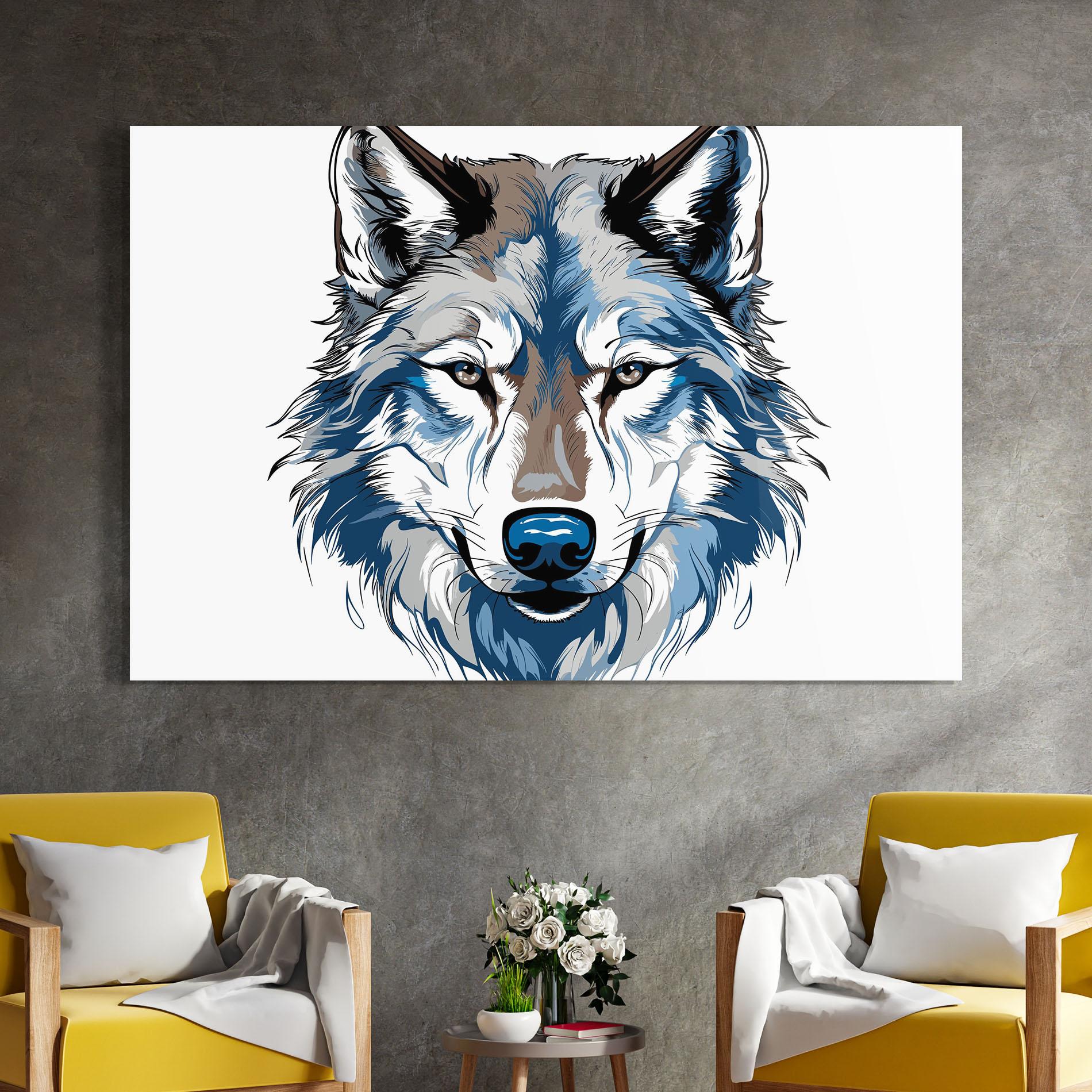 Стъклена картина Blue Wolf Head mockup 4