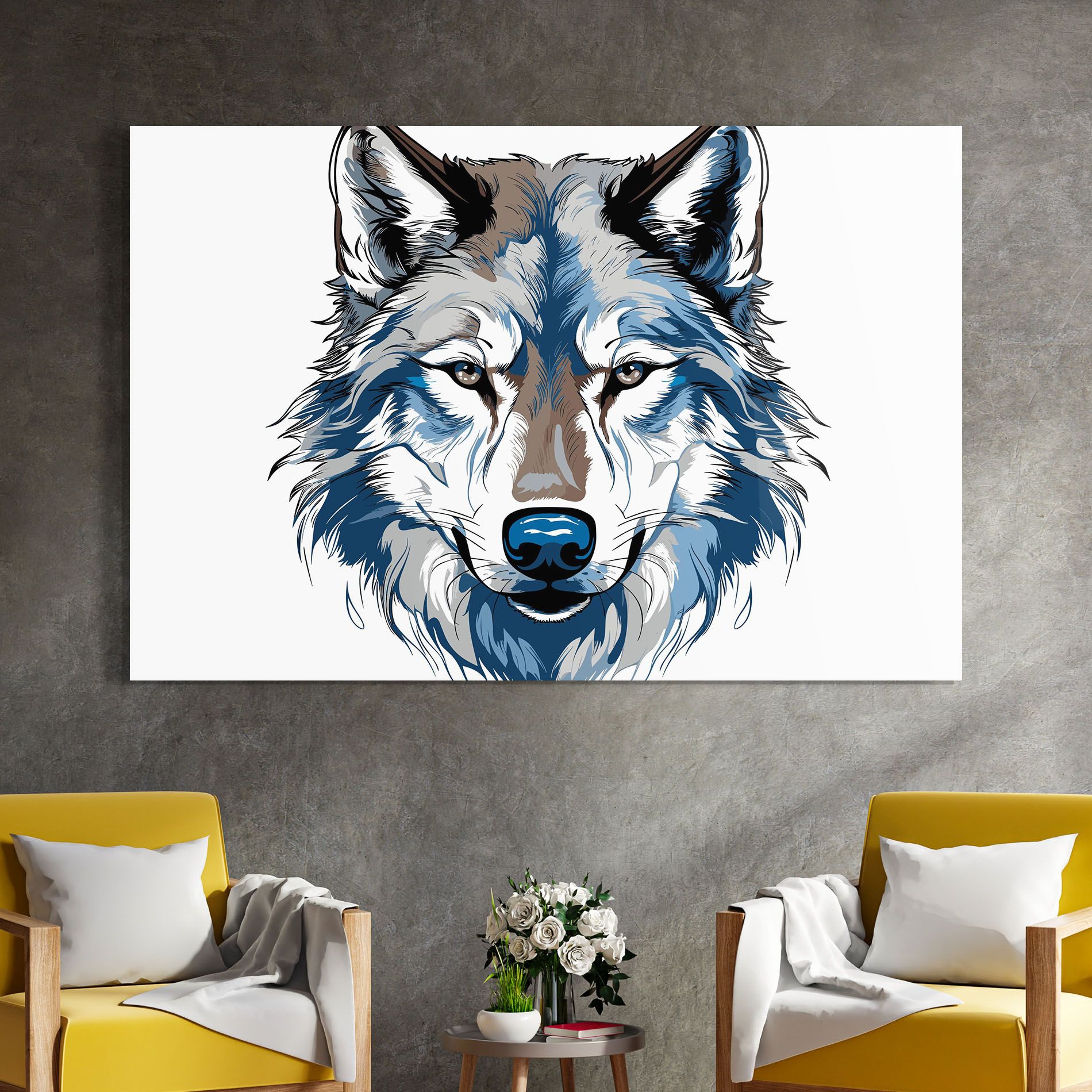 Blue Wolf Head mockup 4