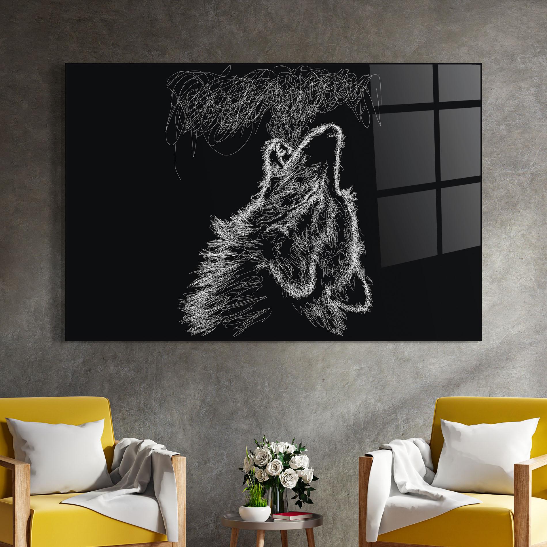 Стъклена картина Wolf White Line mockup 4