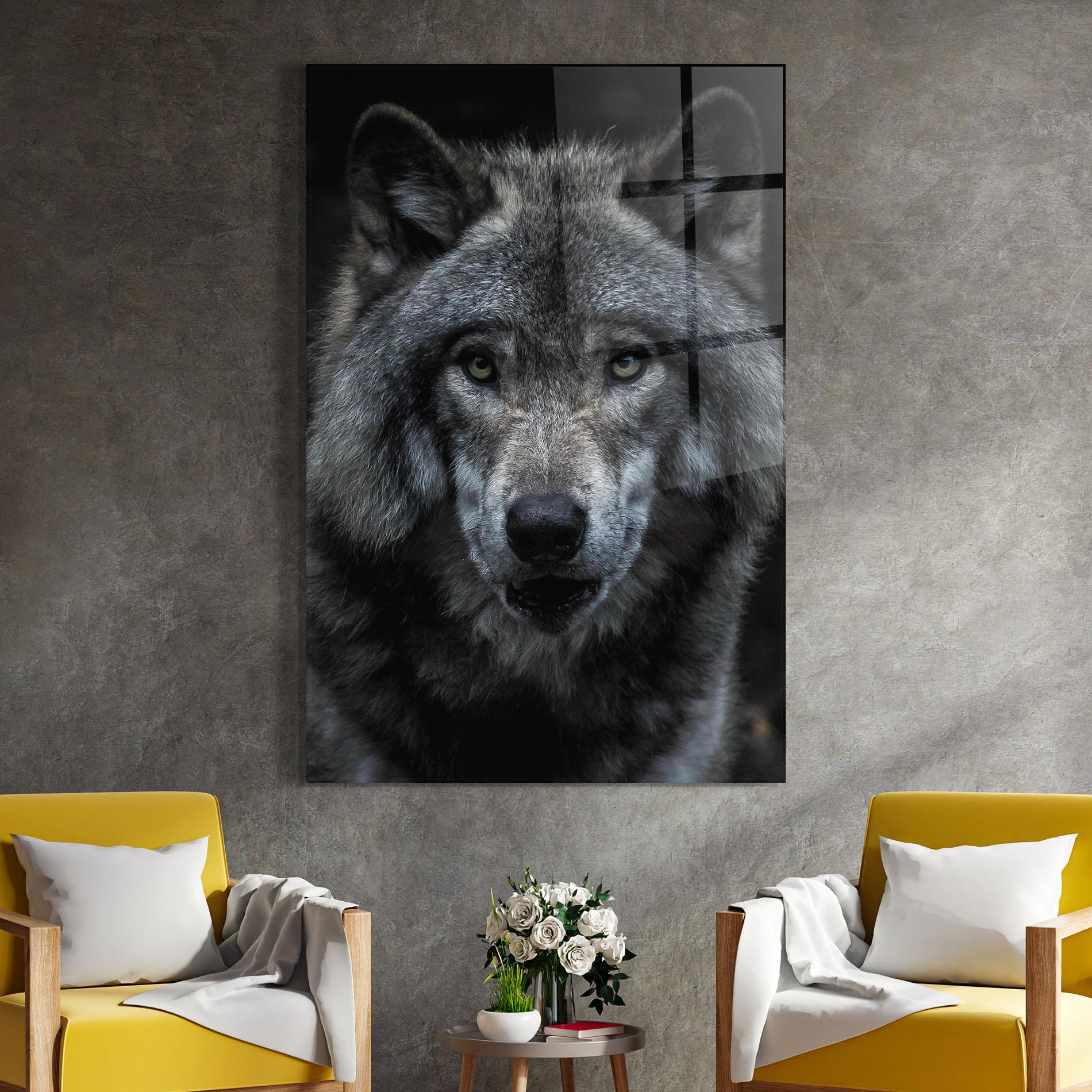 Стъклена картина Angry Wolf mockup 4