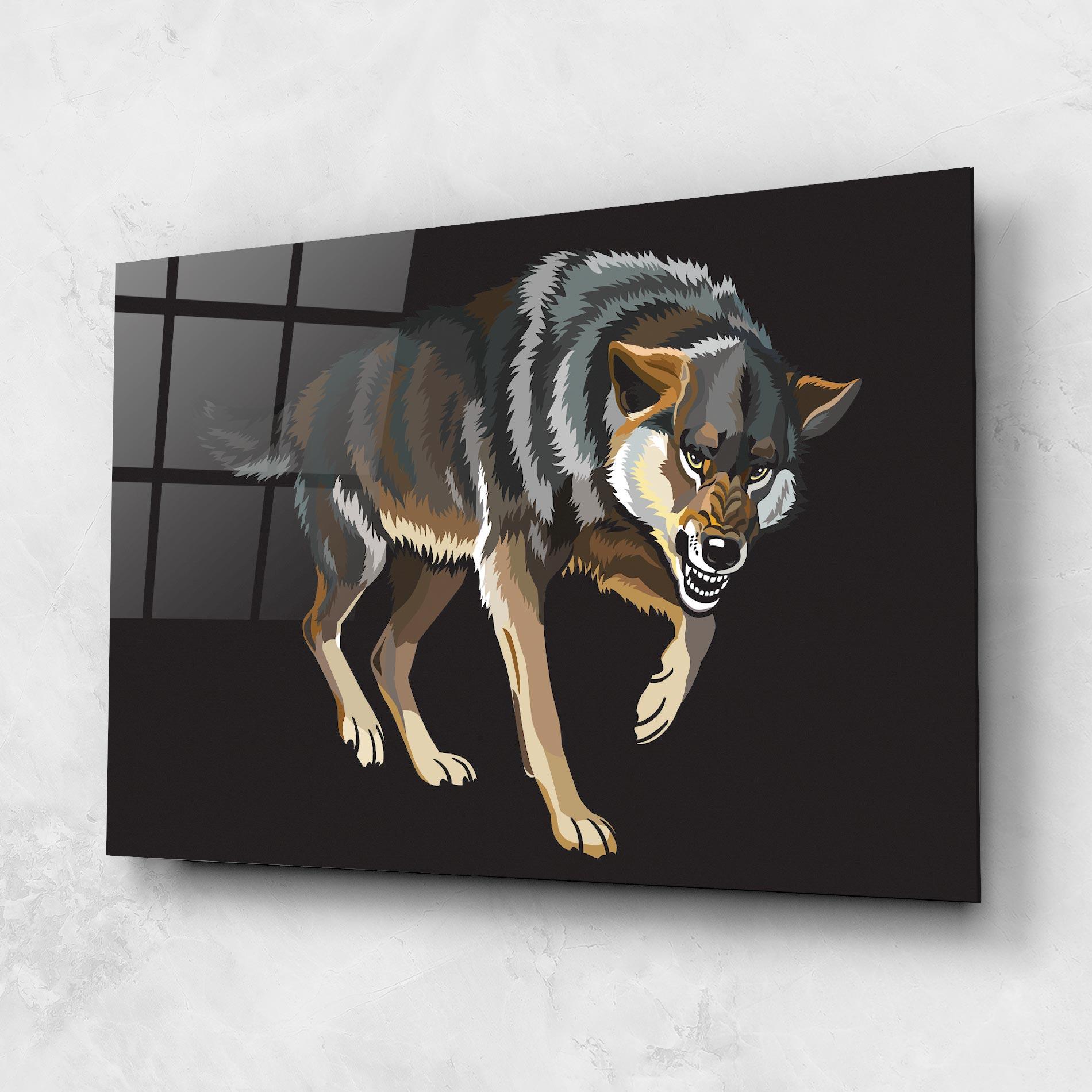 Стъклена картина Angry Cartoon Wolf mockup 1