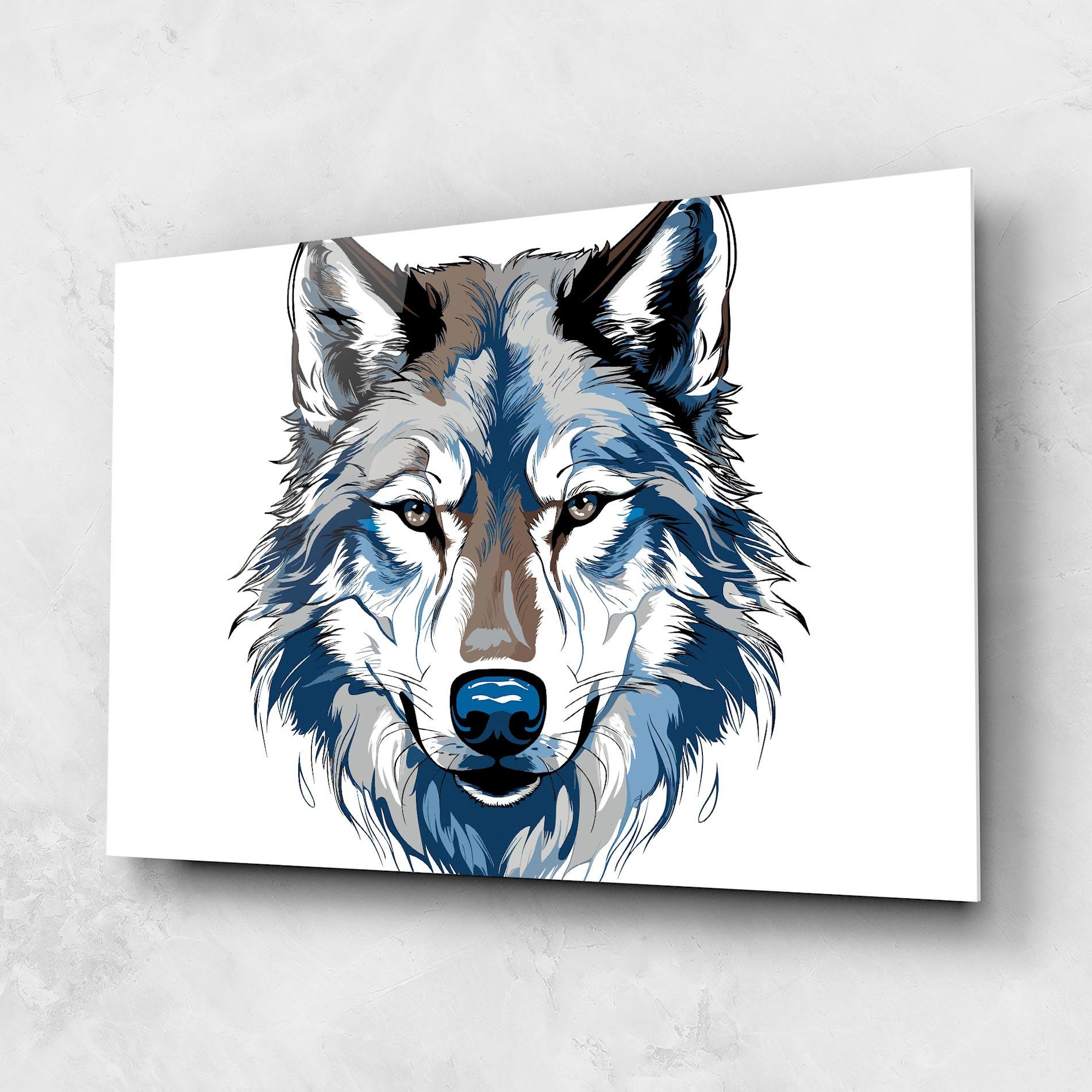 Стъклена картина Blue Wolf Head mockup 1