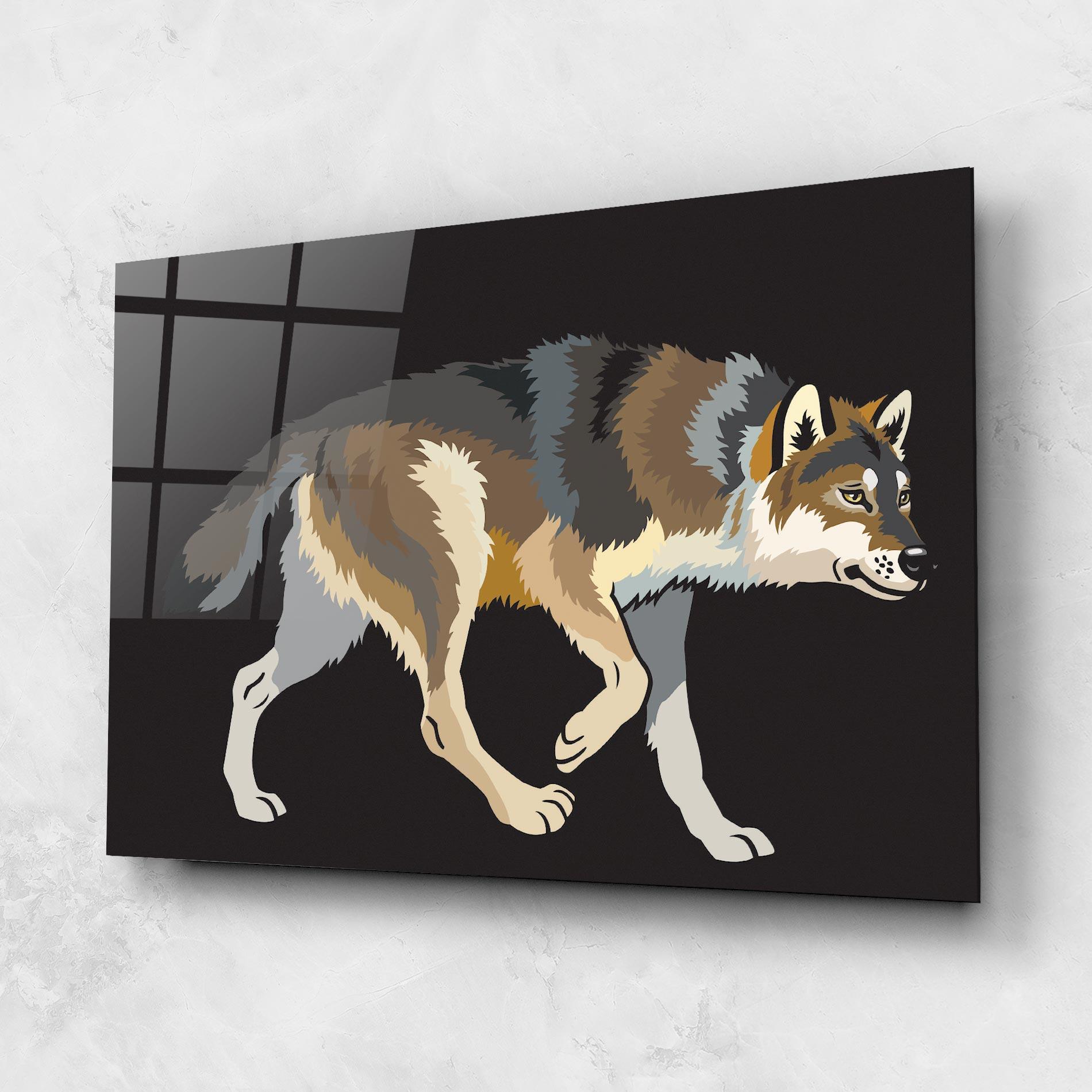 Стъклена картина Cartoon Wolf mockup 1