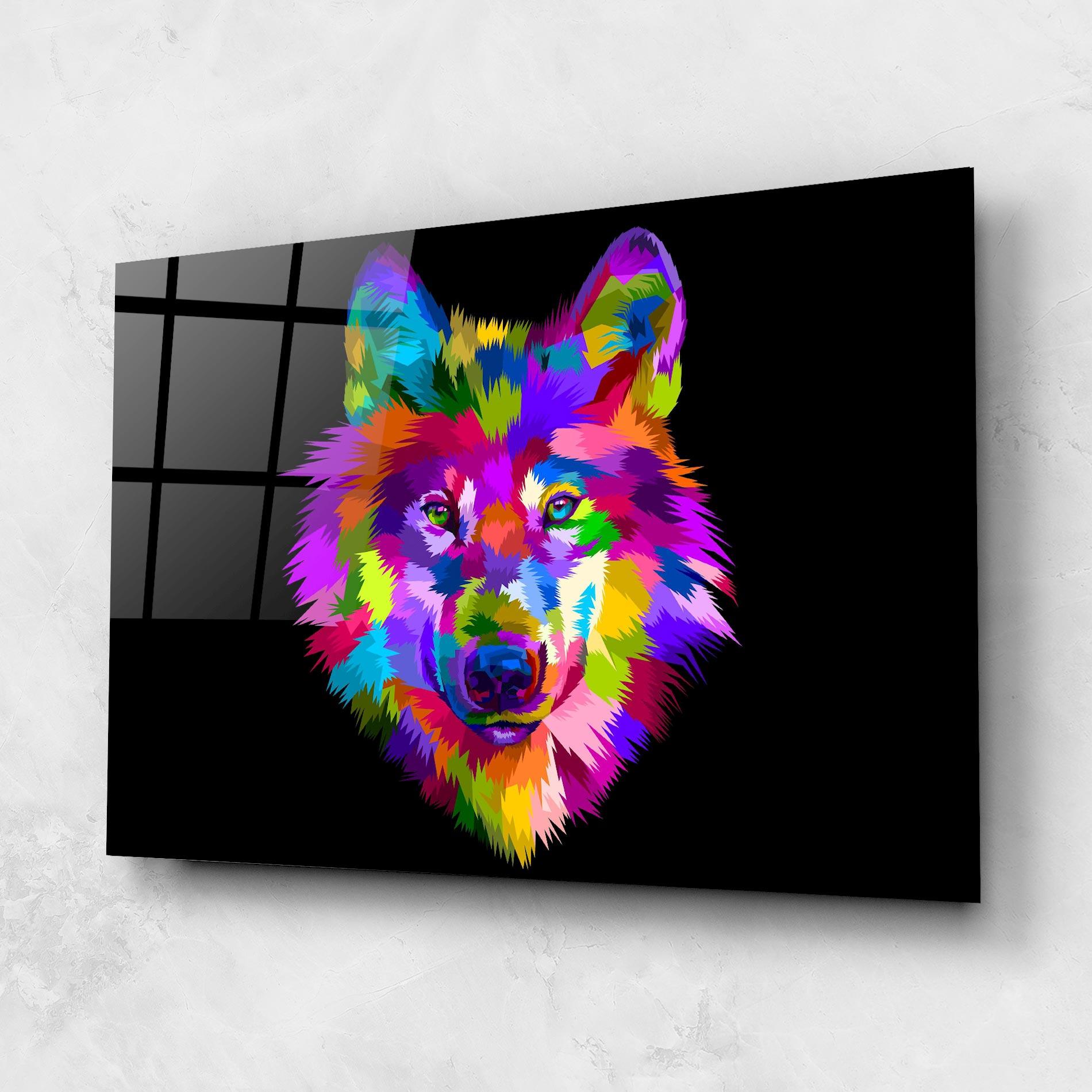 Стъклена картина Color Mix Wolf mockup 1