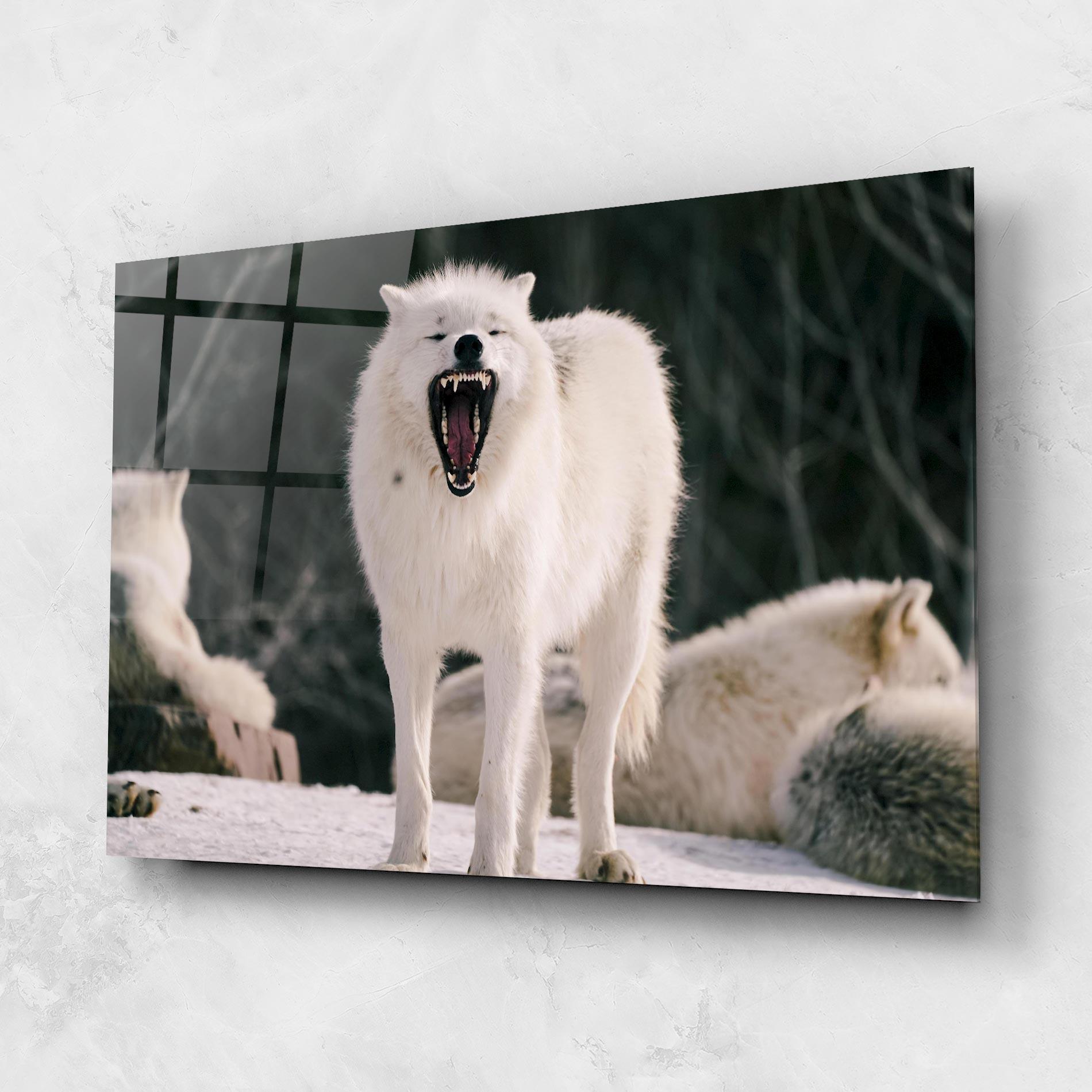 Стъклена картина Laughing White Wolf mockup 1