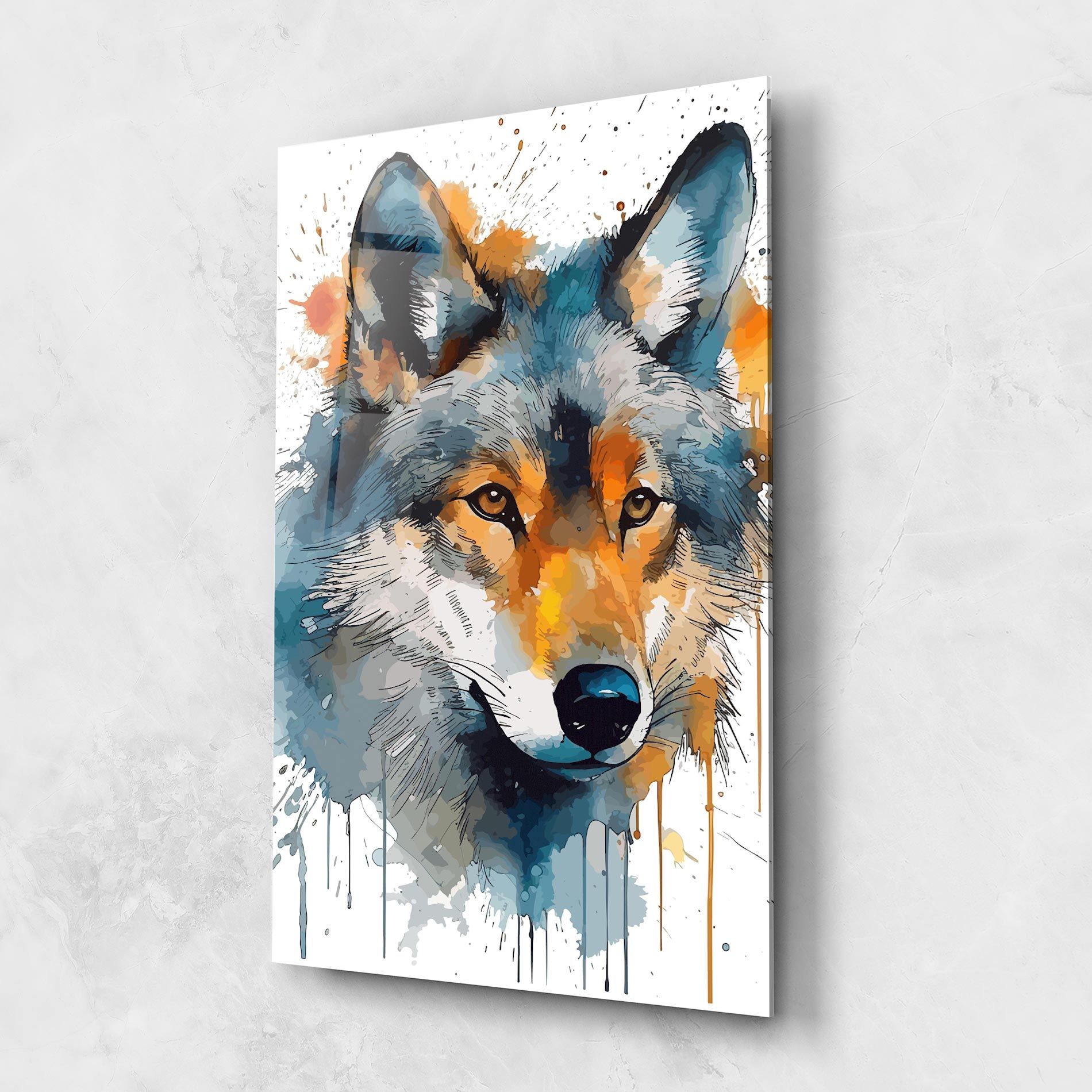 Orange Watercolor Wolf mockup 1