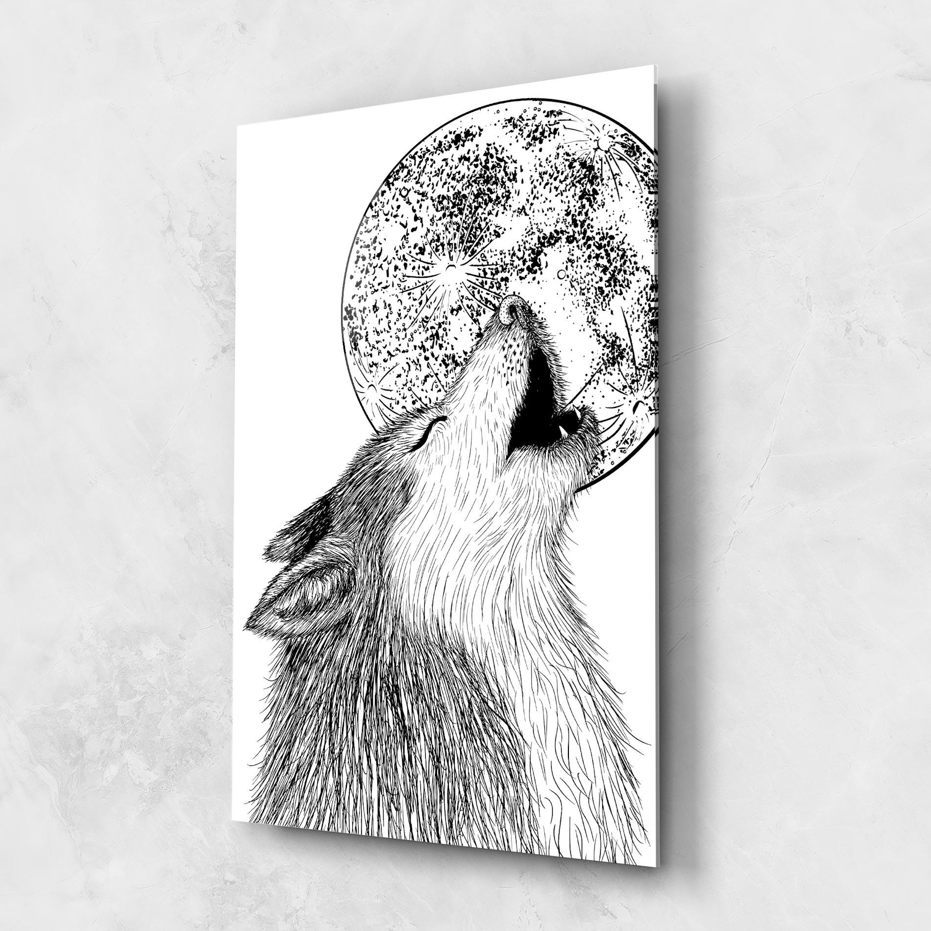 Стъклена картина Pretty Moon Wolf mockup 1