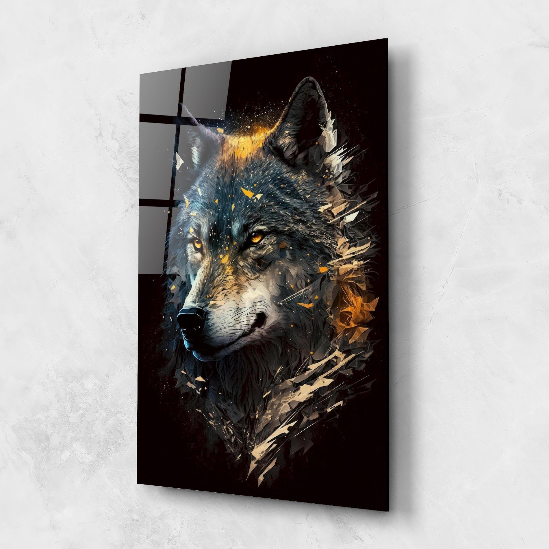 Стъклена картина Wolf Portrait mockup 1