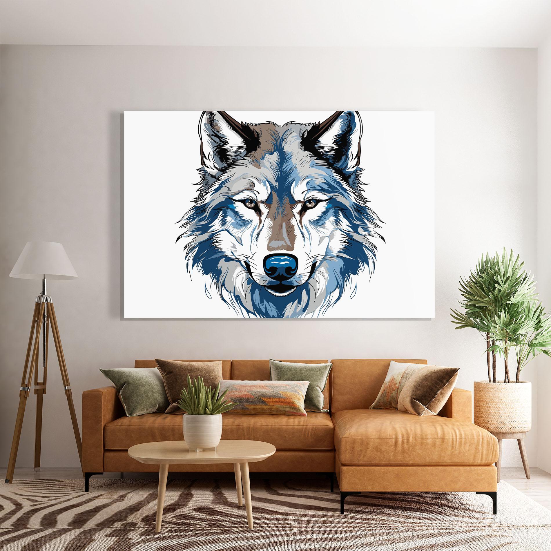 Стъклена картина Blue Wolf Head mockup 7