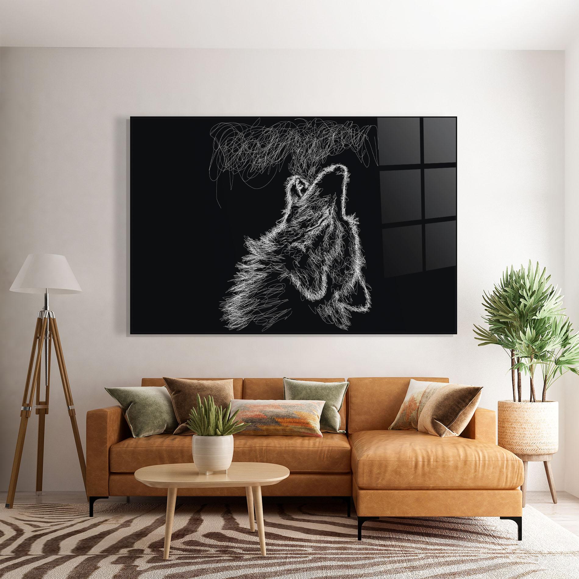 Стъклена картина Wolf White Line mockup 7