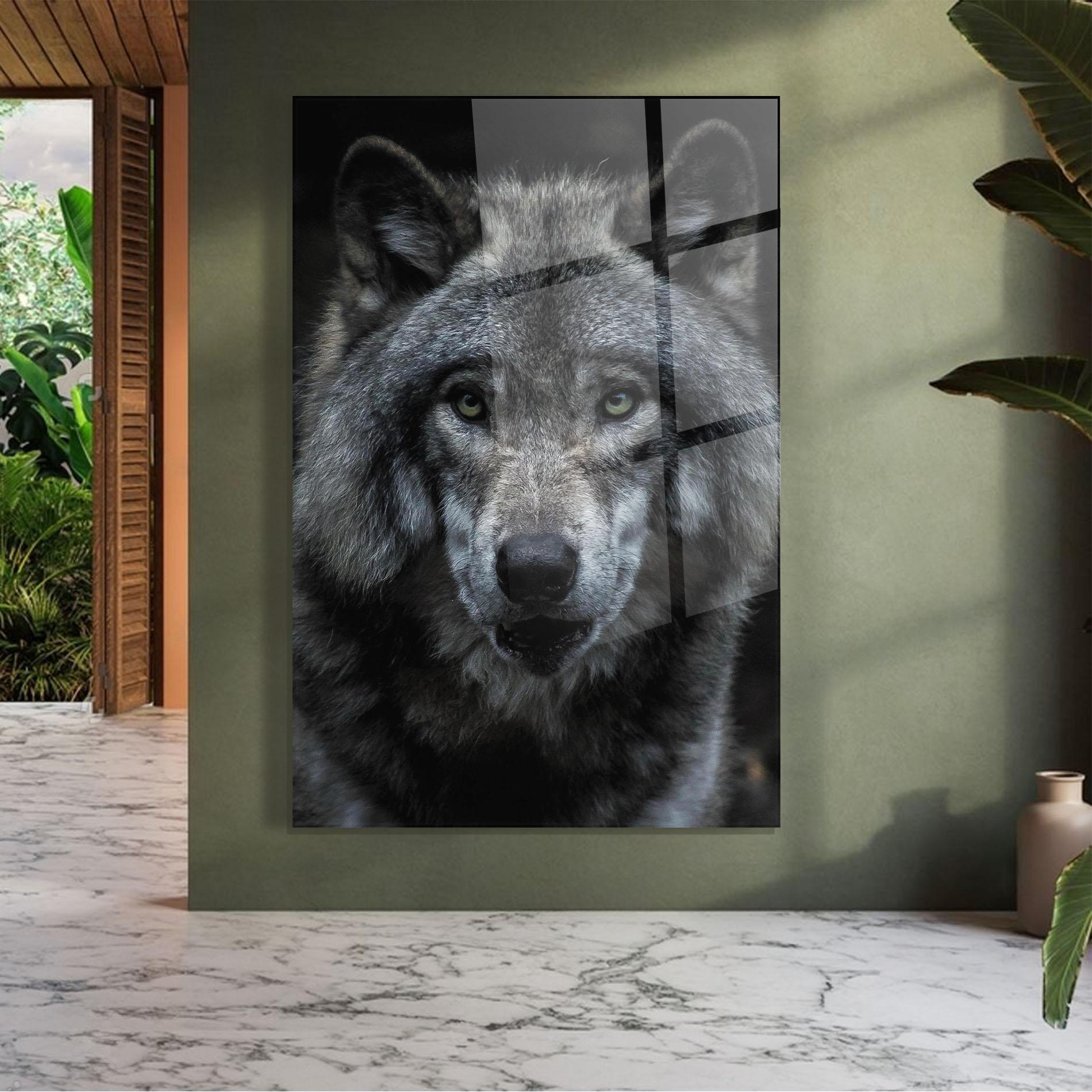 Стъклена картина Angry Wolf mockup 7