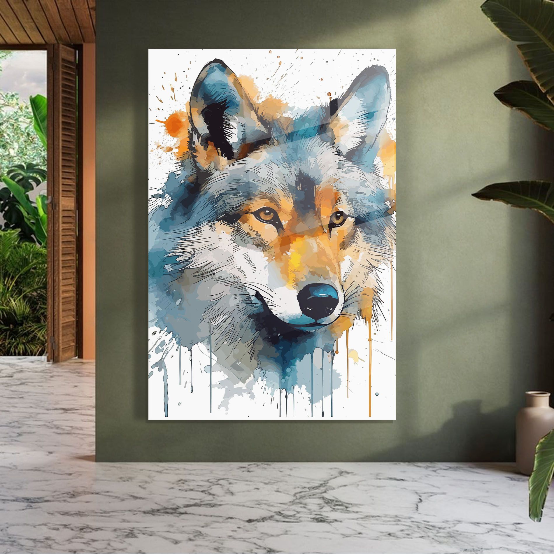Orange Watercolor Wolf mockup 7