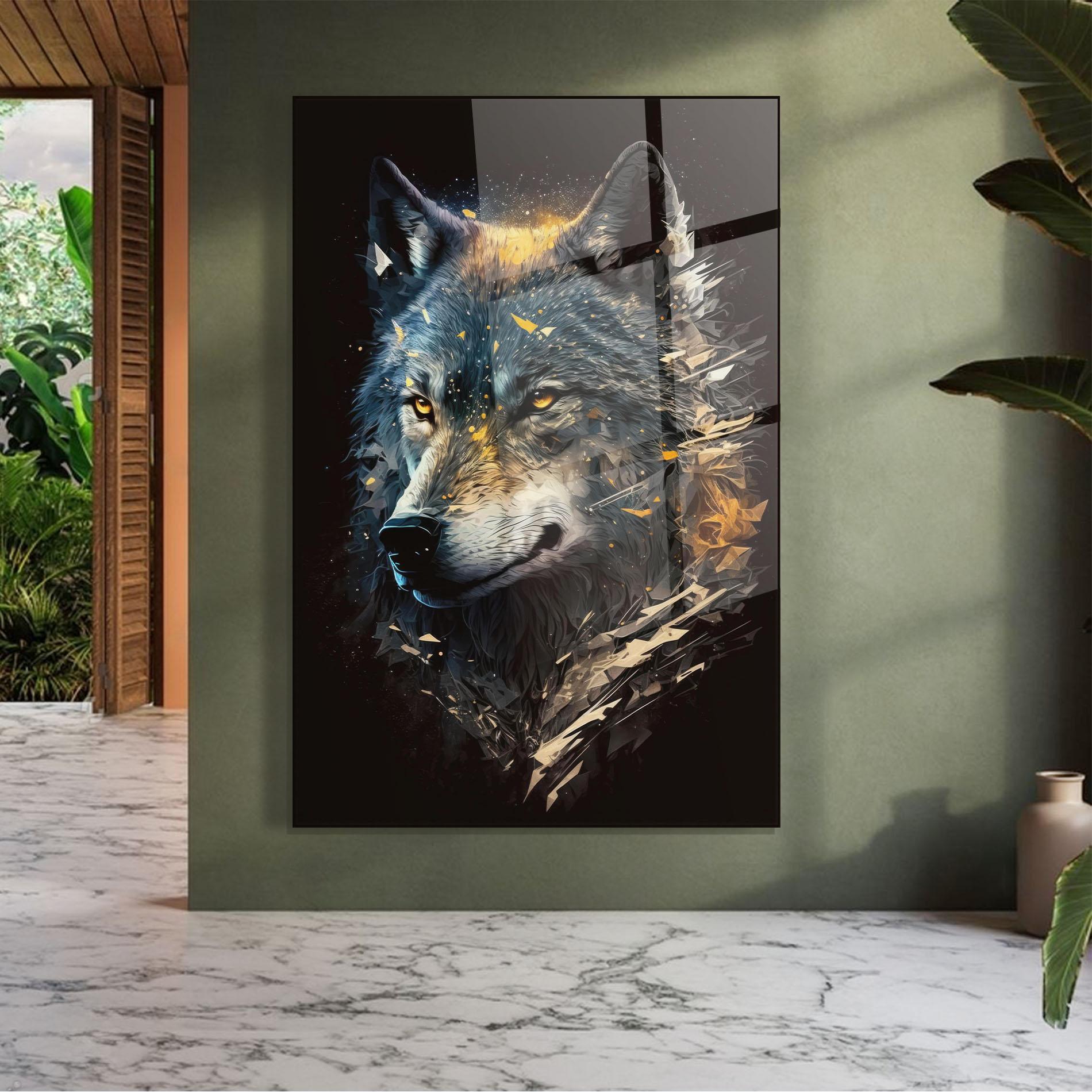 Стъклена картина Wolf Portrait mockup 7