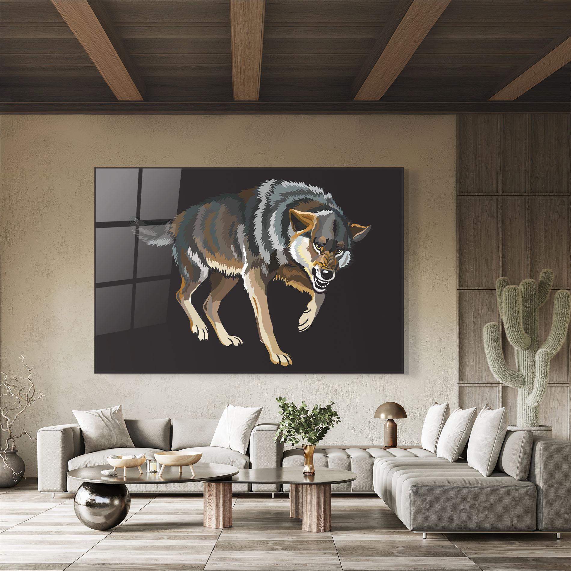 Стъклена картина Angry Cartoon Wolf mockup 8