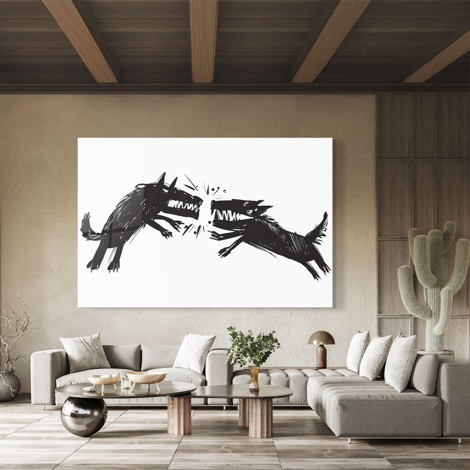 Стъклена картина Black Wolves mockup 8