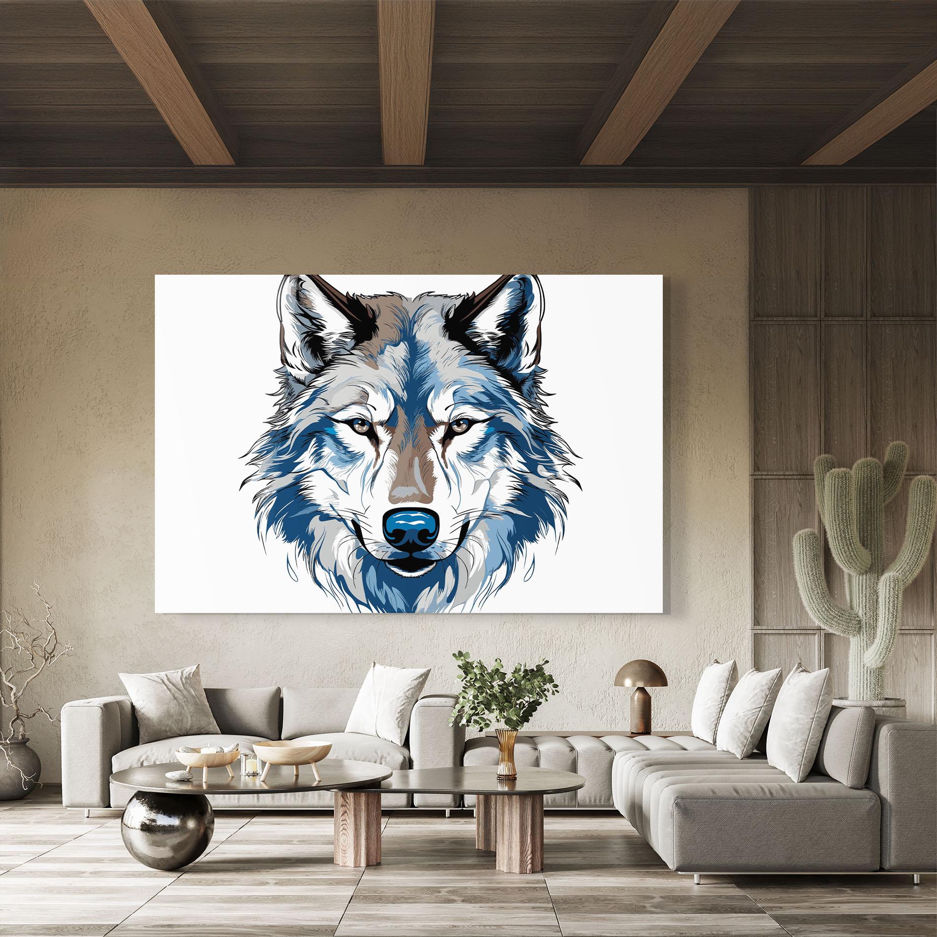 Стъклена картина Blue Wolf Head mockup 8