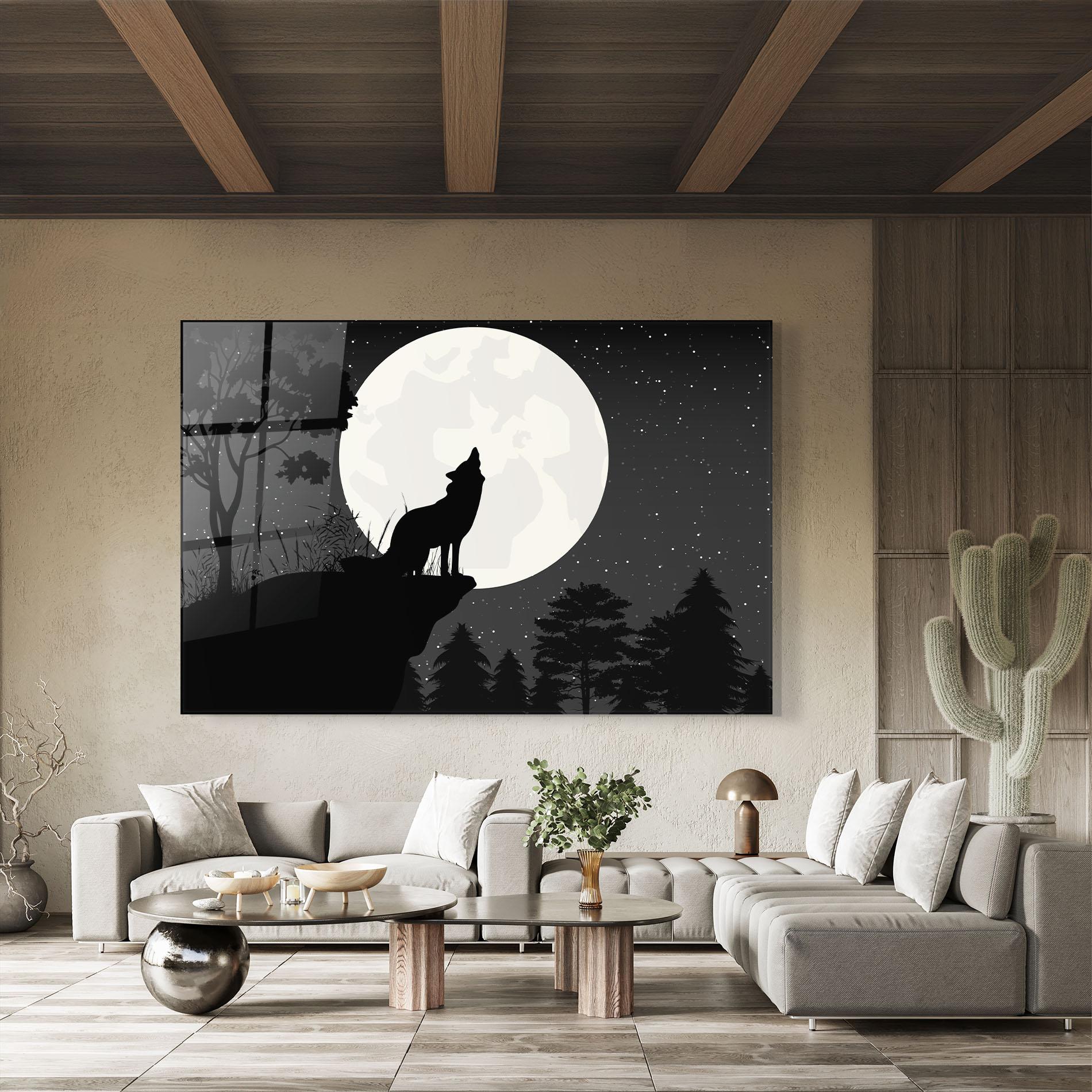 Стъклена картина Moon Wolf Silhouette mockup 8