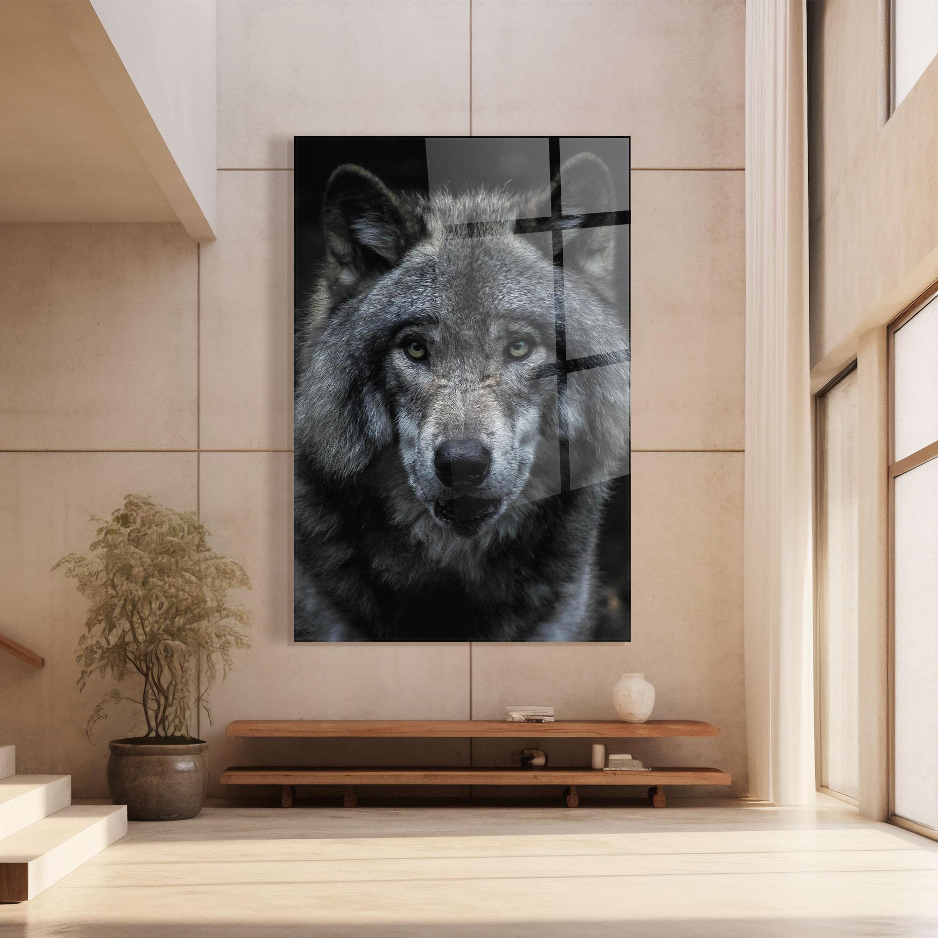 Стъклена картина Angry Wolf mockup 8
