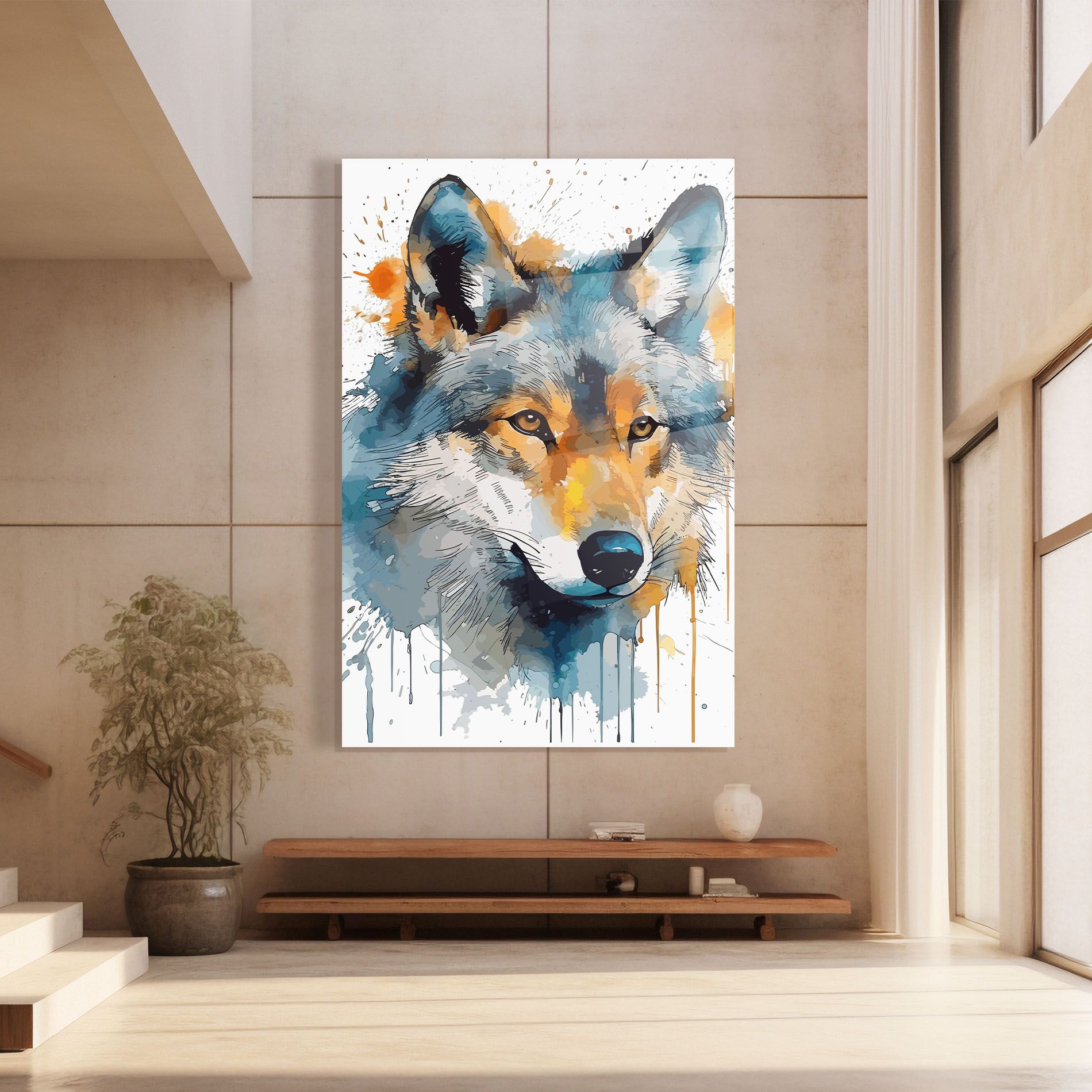 Orange Watercolor Wolf mockup 8