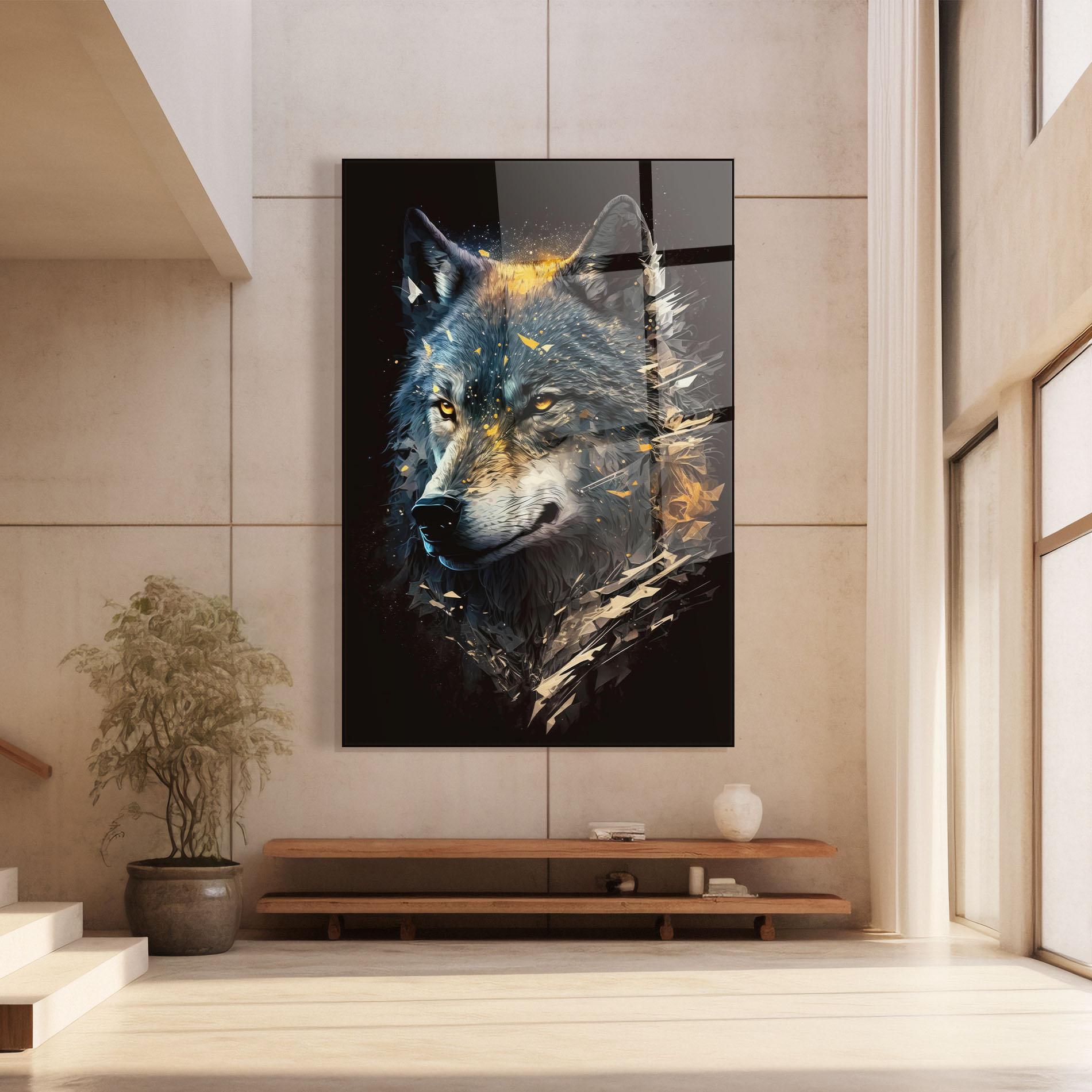 Стъклена картина Wolf Portrait mockup 8