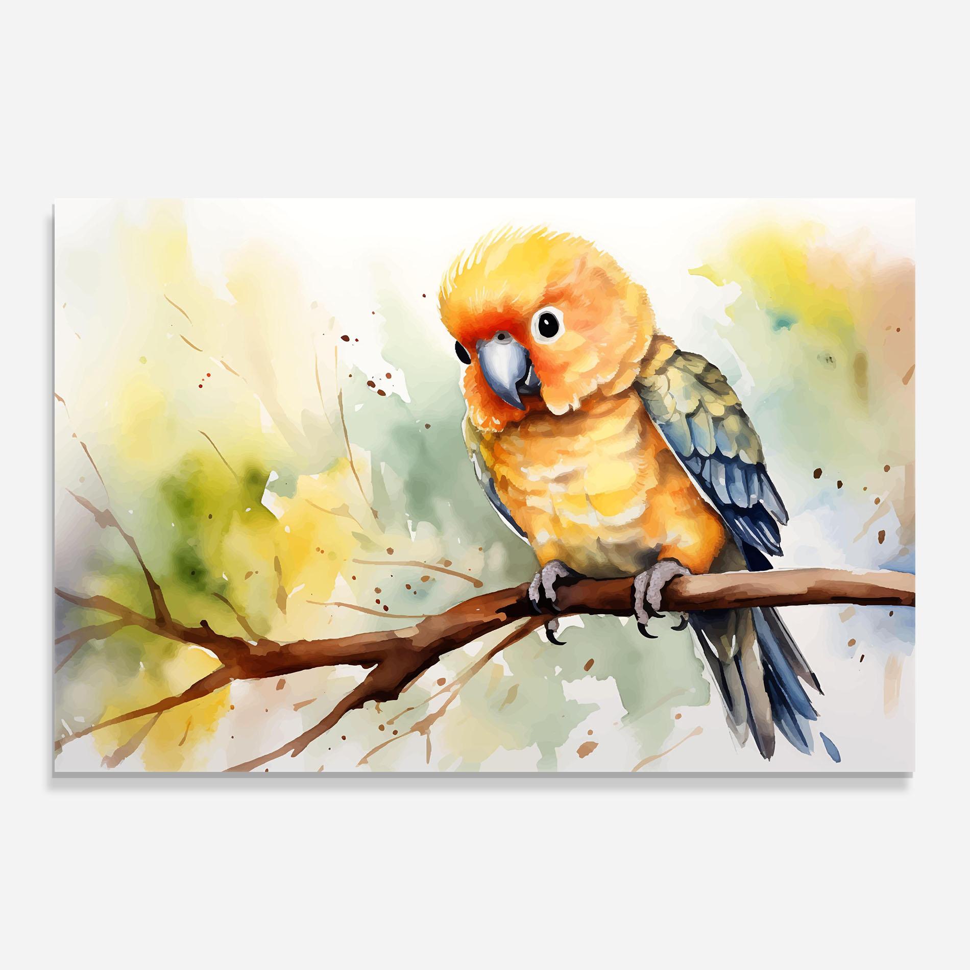 Стъклена картина Cute Baby Parrot mockup 0