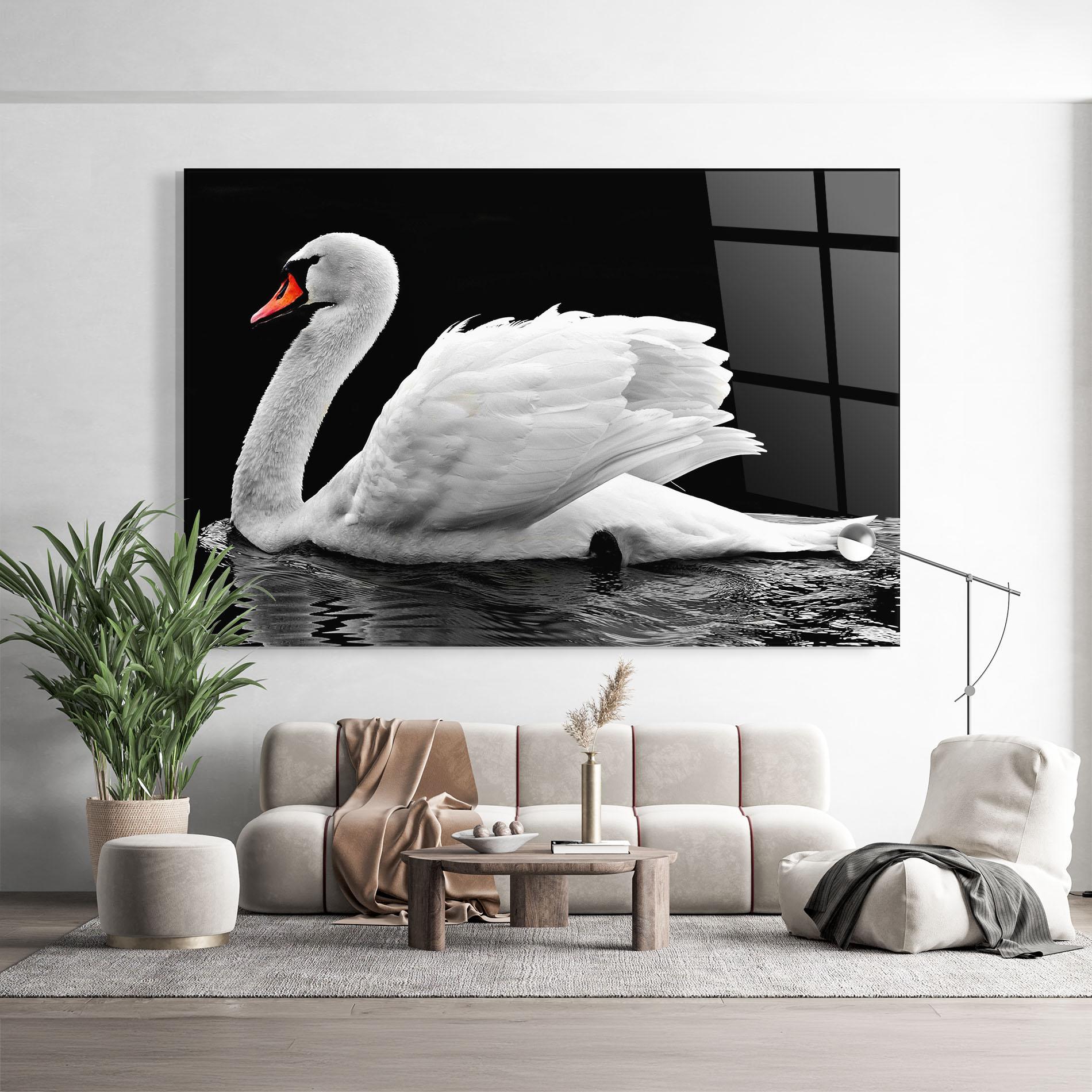 Стъклена картина Black And White Swan mockup 9