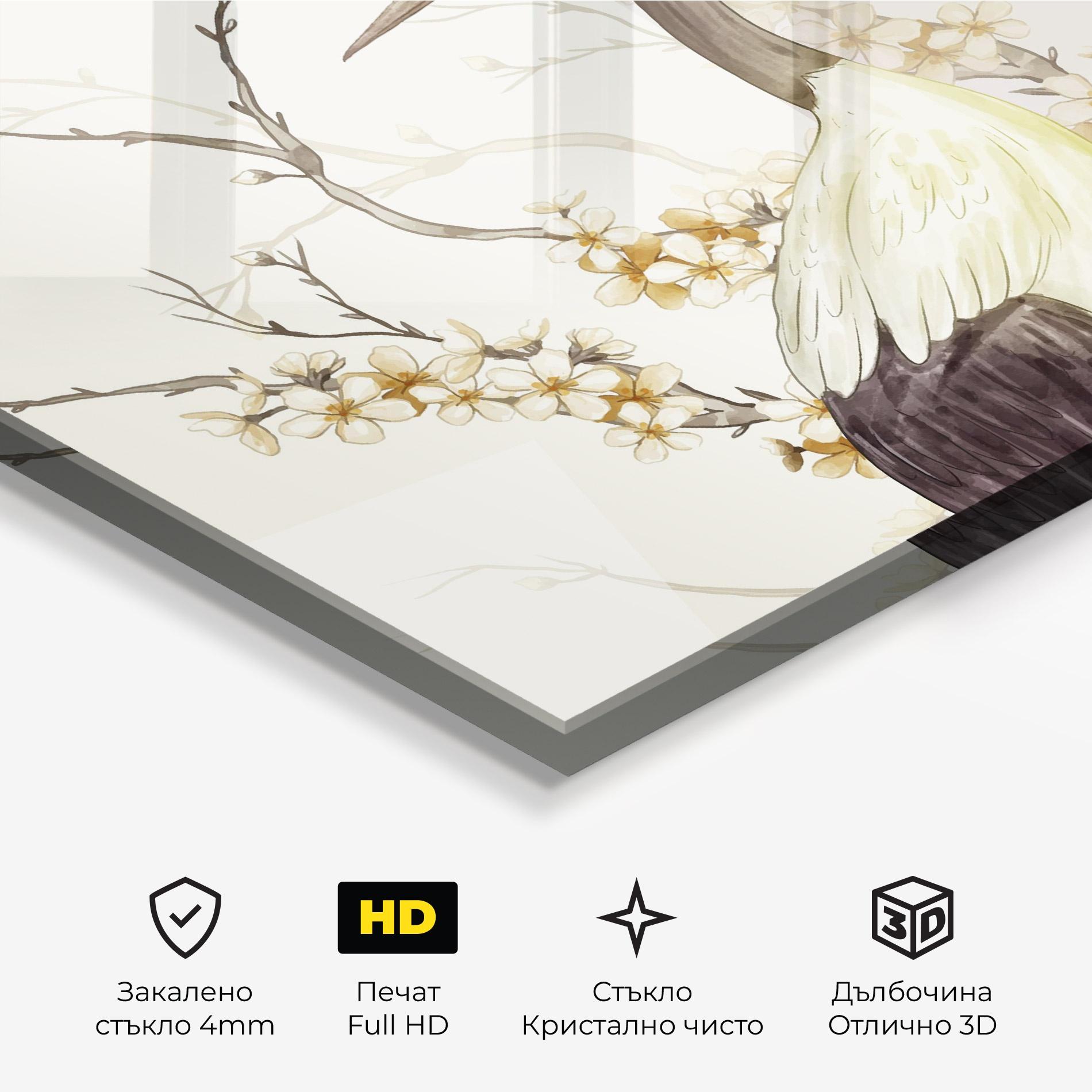 Стъклена картина Asian Bird mockup 3
