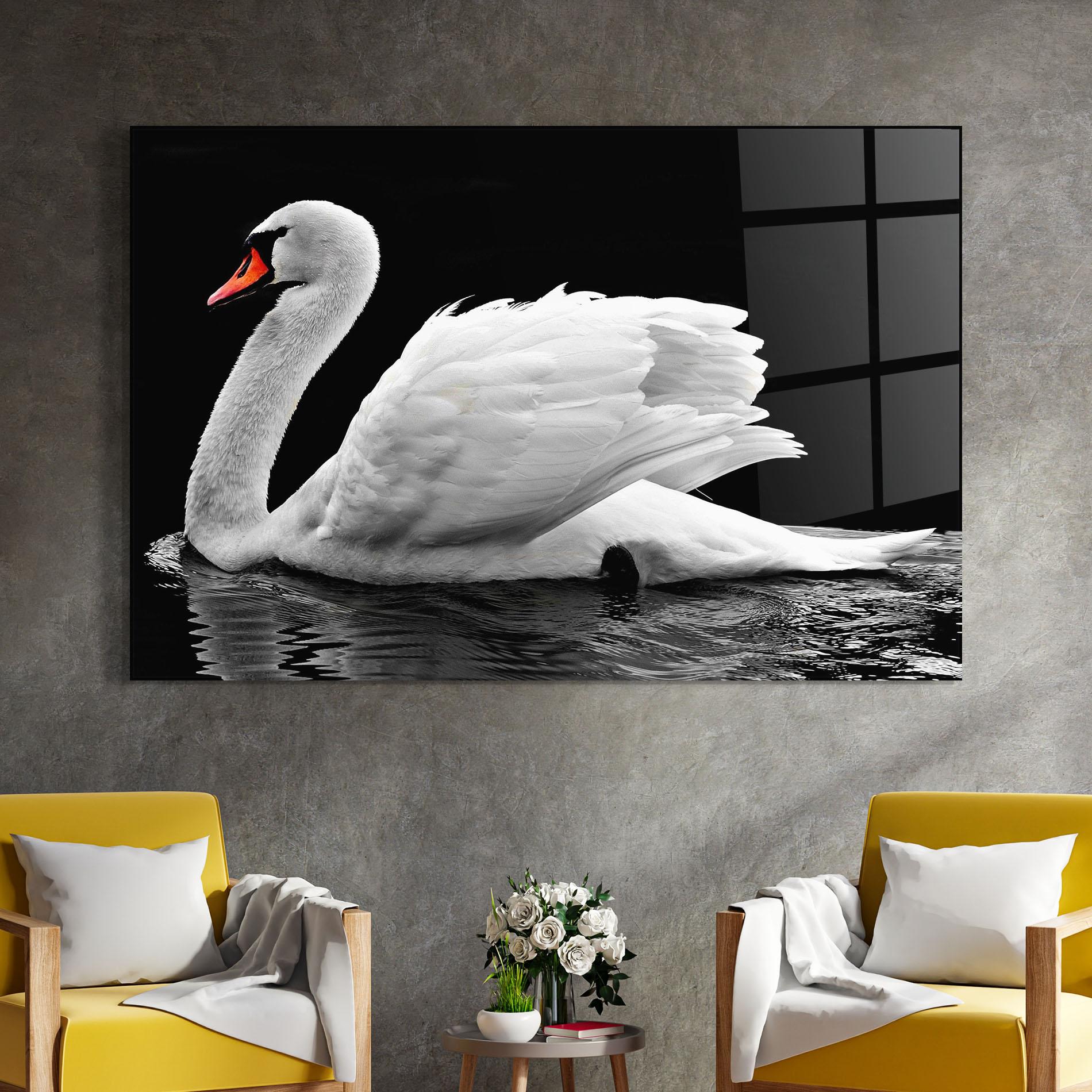 Стъклена картина Black And White Swan mockup 4