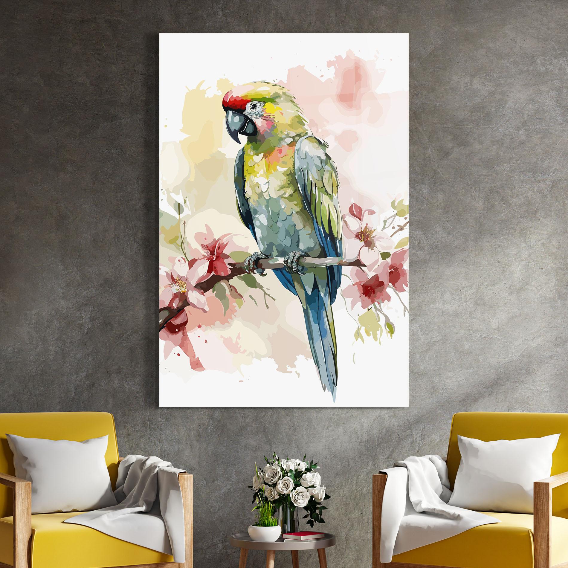 Стъклена картина Beautiful Parrot mockup 4