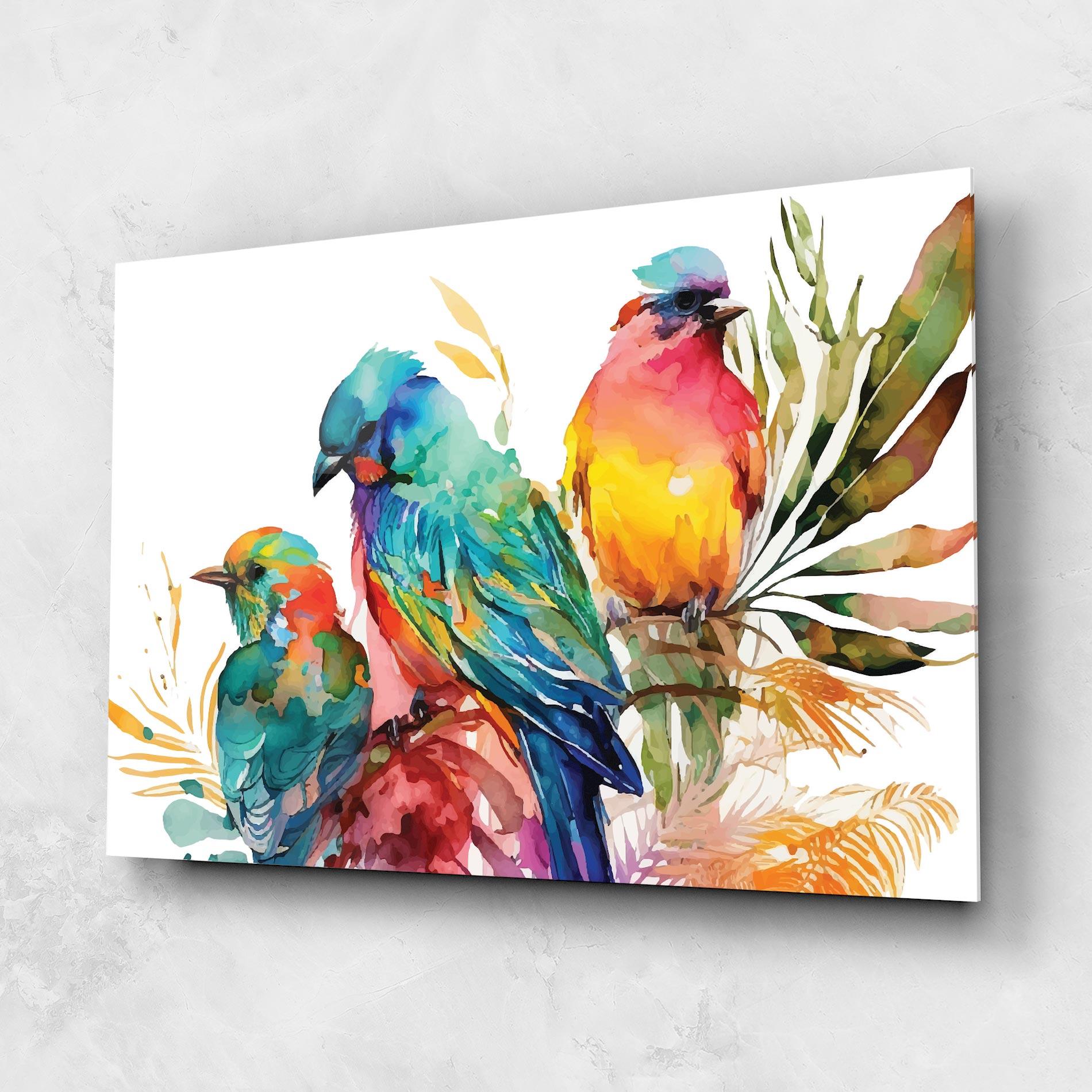 Стъклена картина Colorful Birds mockup 1