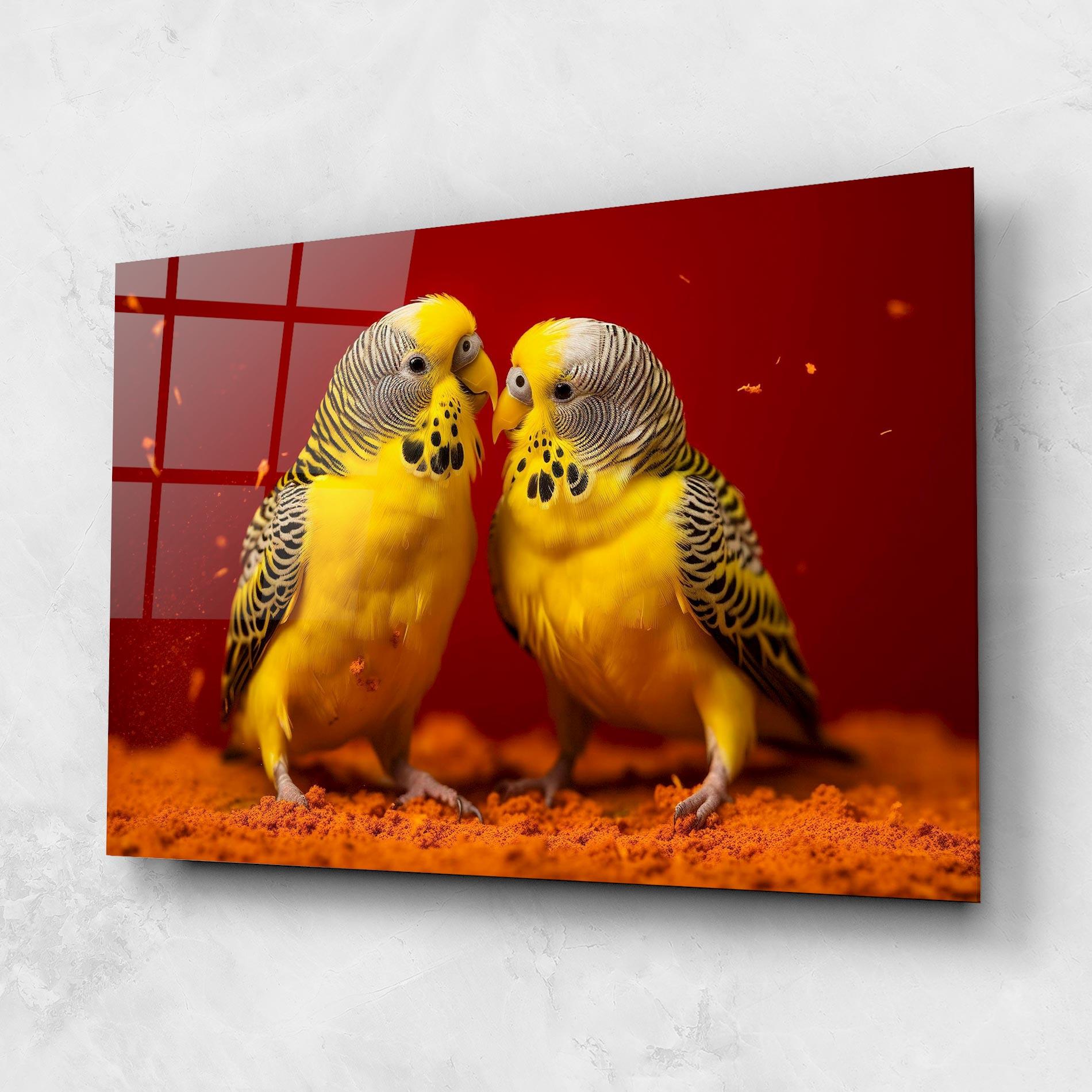 Стъклена картина Cute Yellow Birds mockup 1