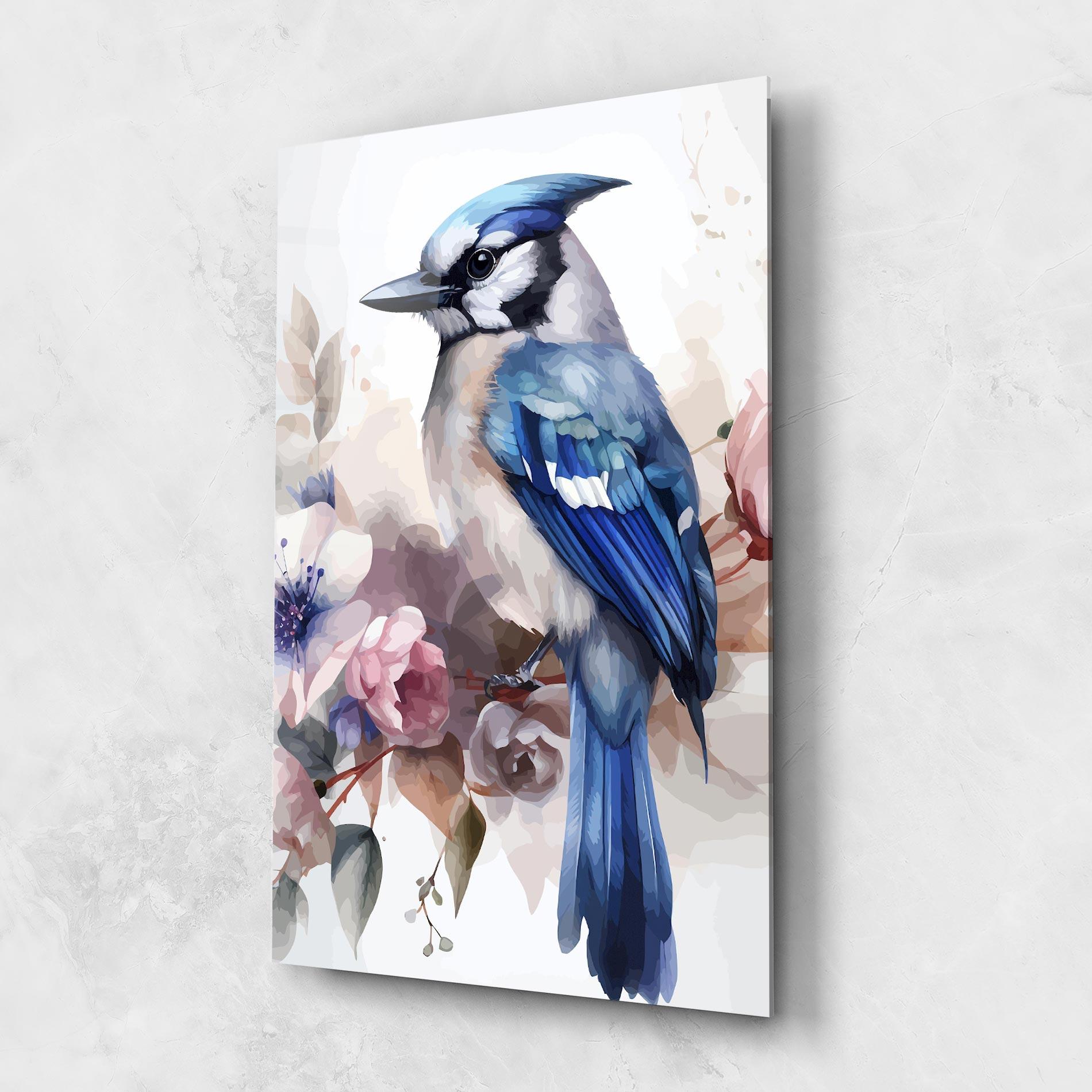 Стъклена картина Bird Pretty Blue mockup 1
