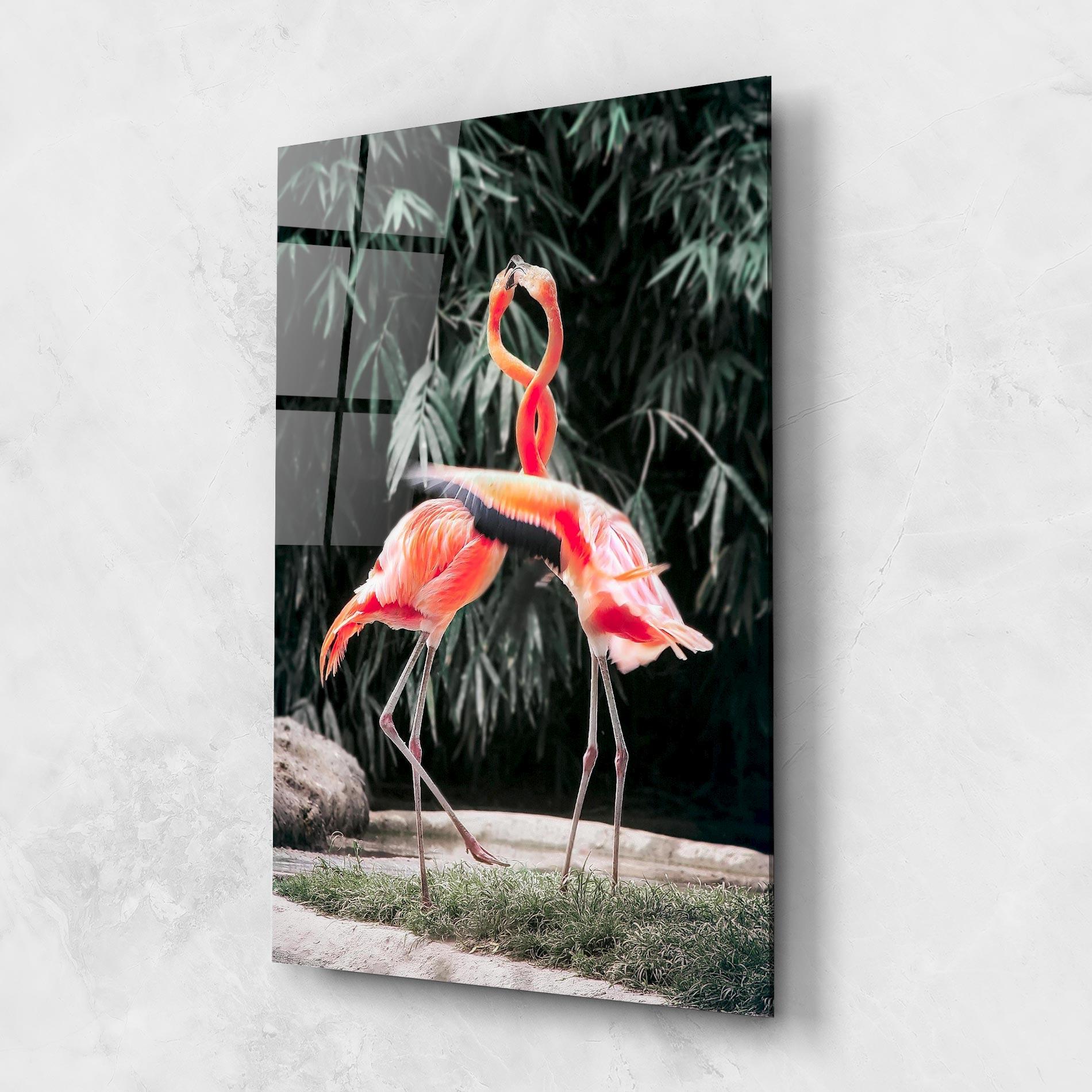 Стъклена картина Flamingo Love mockup 1