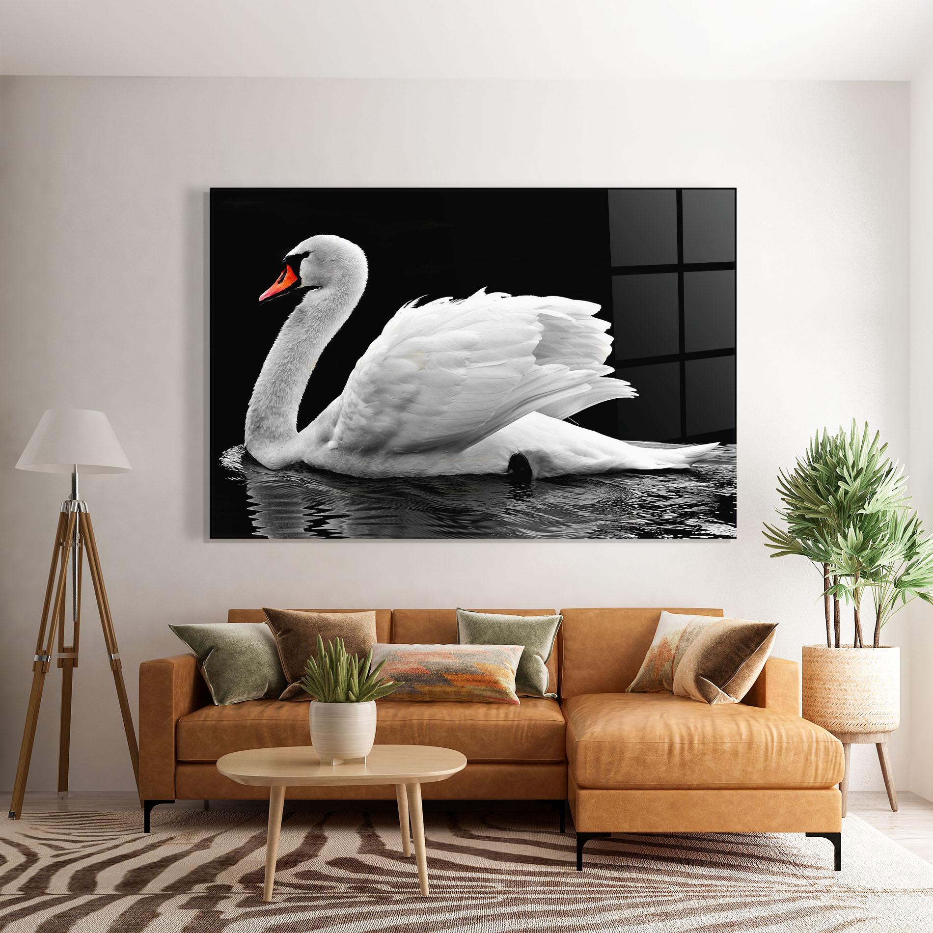 Стъклена картина Black And White Swan mockup 7